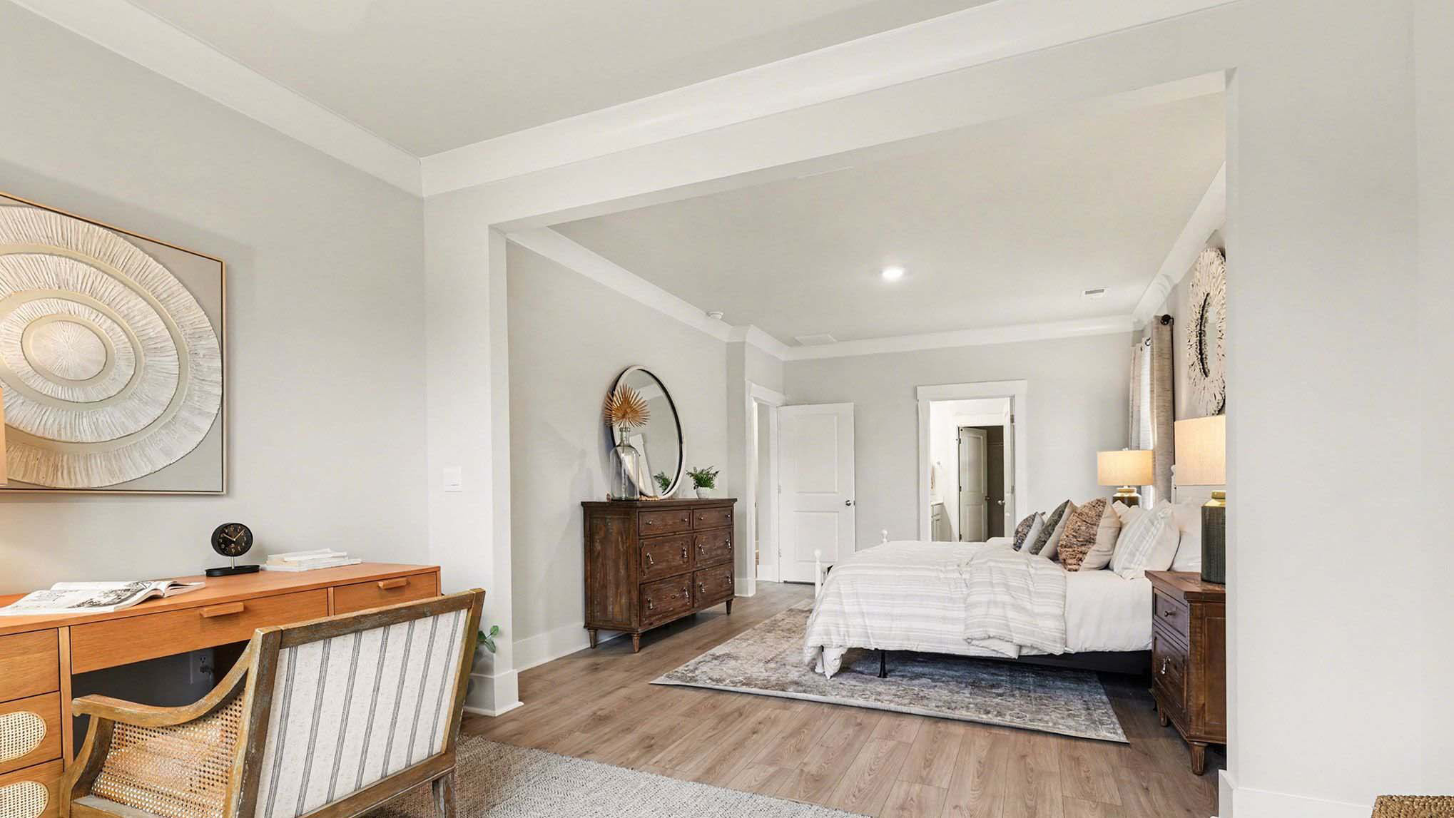 primary bedroom with dresser overview