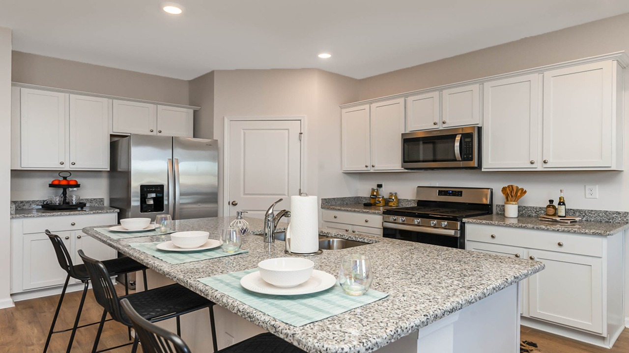 kitchen with white cabinets