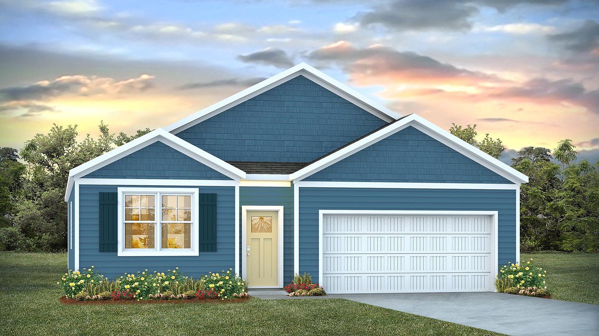 The Cali is one of our one-story floorplans featured in our Caspian Ridge community located in Richlands, NC