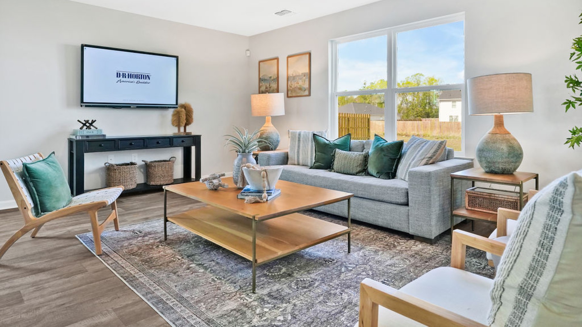 The living area is an open concept, where your kitchen, living, and dining areas blend