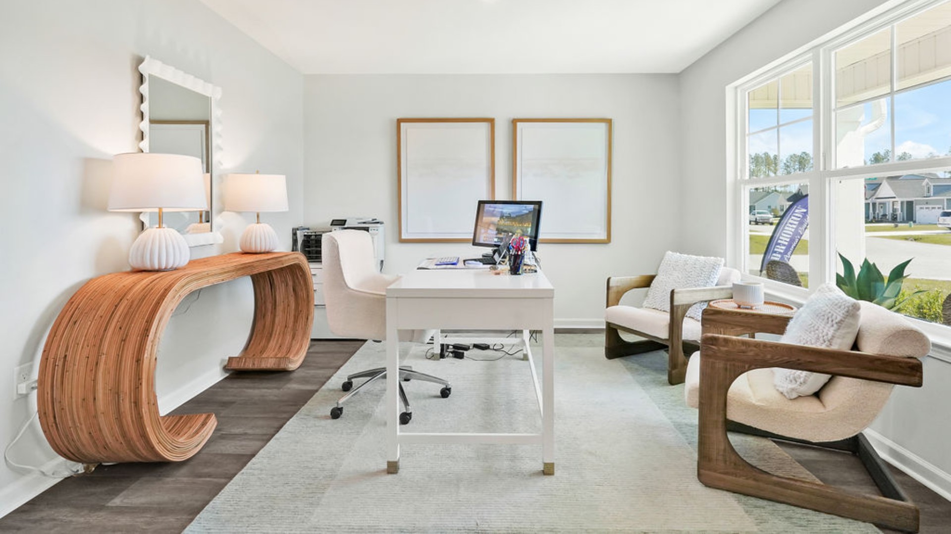 Down the hall, you’ll have a flex room with french doors