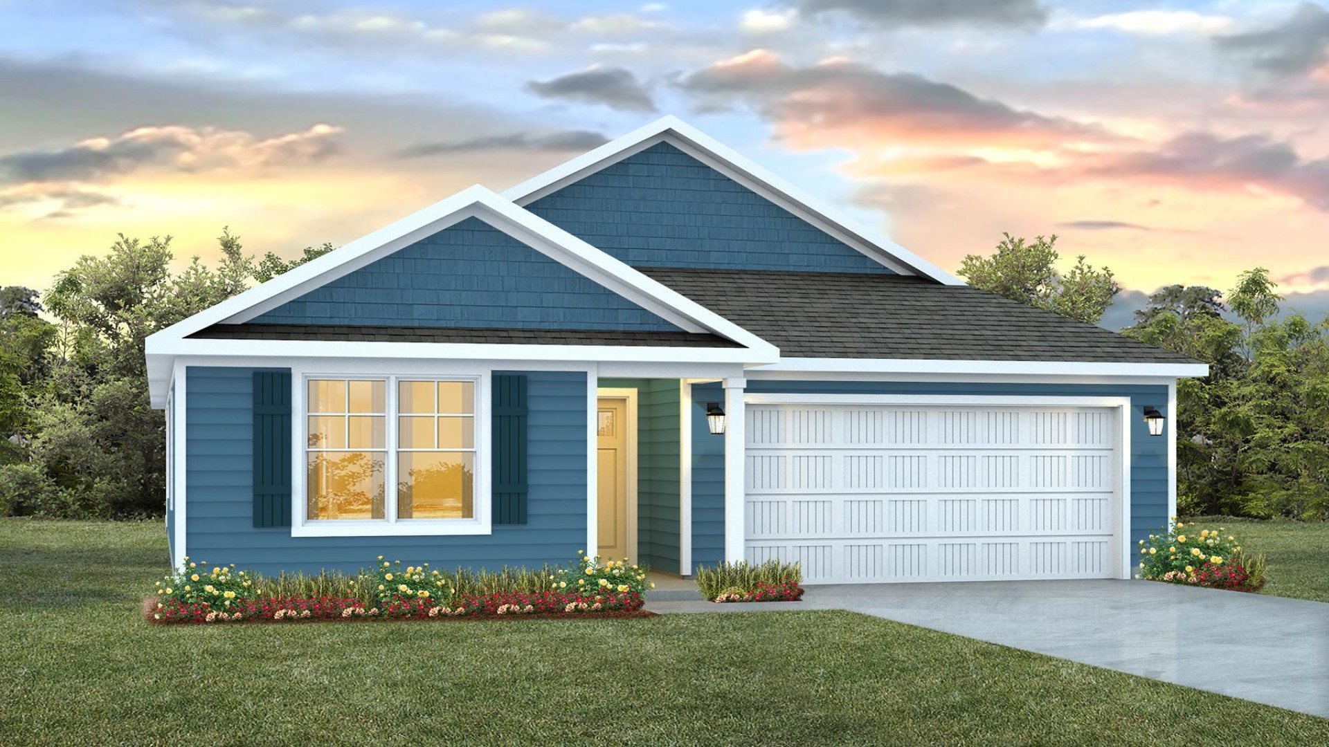 Entering the home, you’ll find access to two bedrooms that share a full bathroom. To the opposite side of the home are two bedrooms, a full bathroom with a linen closet and the laundry room. You’ll have plenty of room to grow with 2,017 square feet of living space.