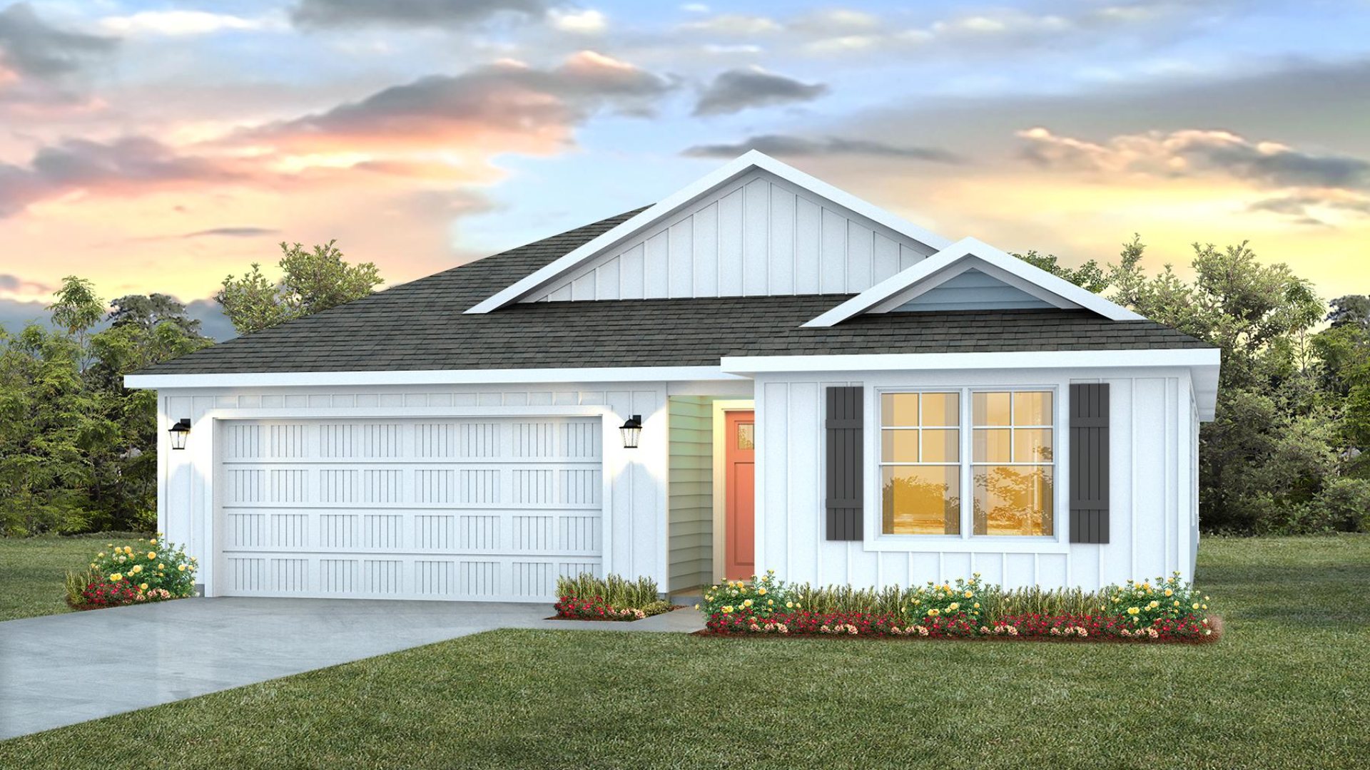 Entering the home, you’ll find access to two bedrooms that share a full bathroom. To the opposite side of the home are two bedrooms, a full bathroom with a linen closet and the laundry room.