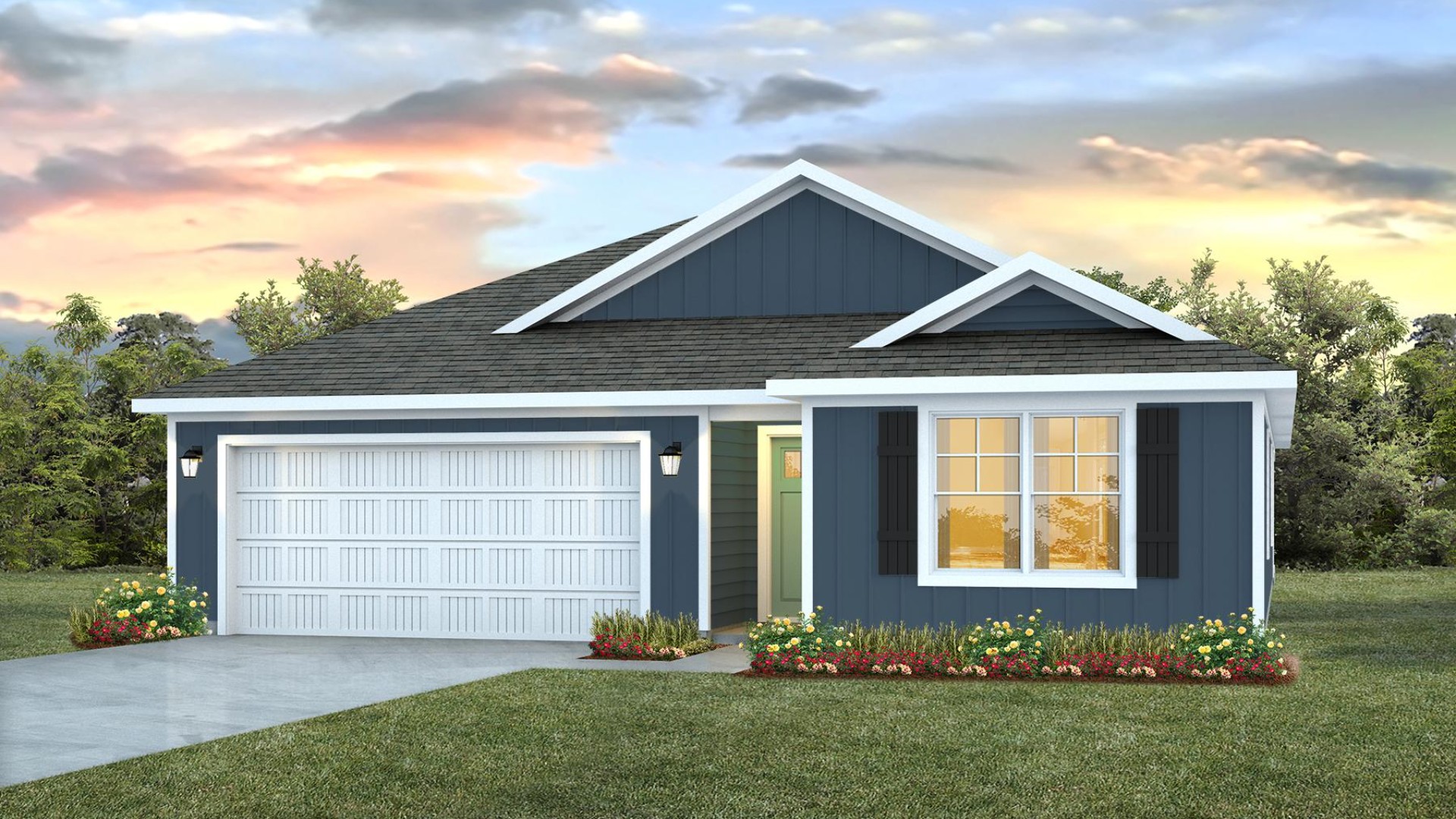 Entering the home, you’ll find access to two bedrooms that share a full bathroom. To the opposite side of the home are two bedrooms, a full bathroom with a linen closet and the laundry room.
