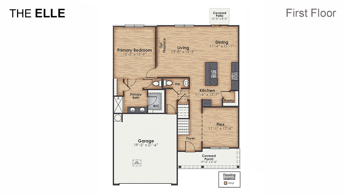 The Elle is one of our two-story floorplans in Saunders Village, located in Northwest, North Carolina. Inside this 5 bedroom, 3.5 bathroom home, you’ll find 2,713 square feet of comfortable living.