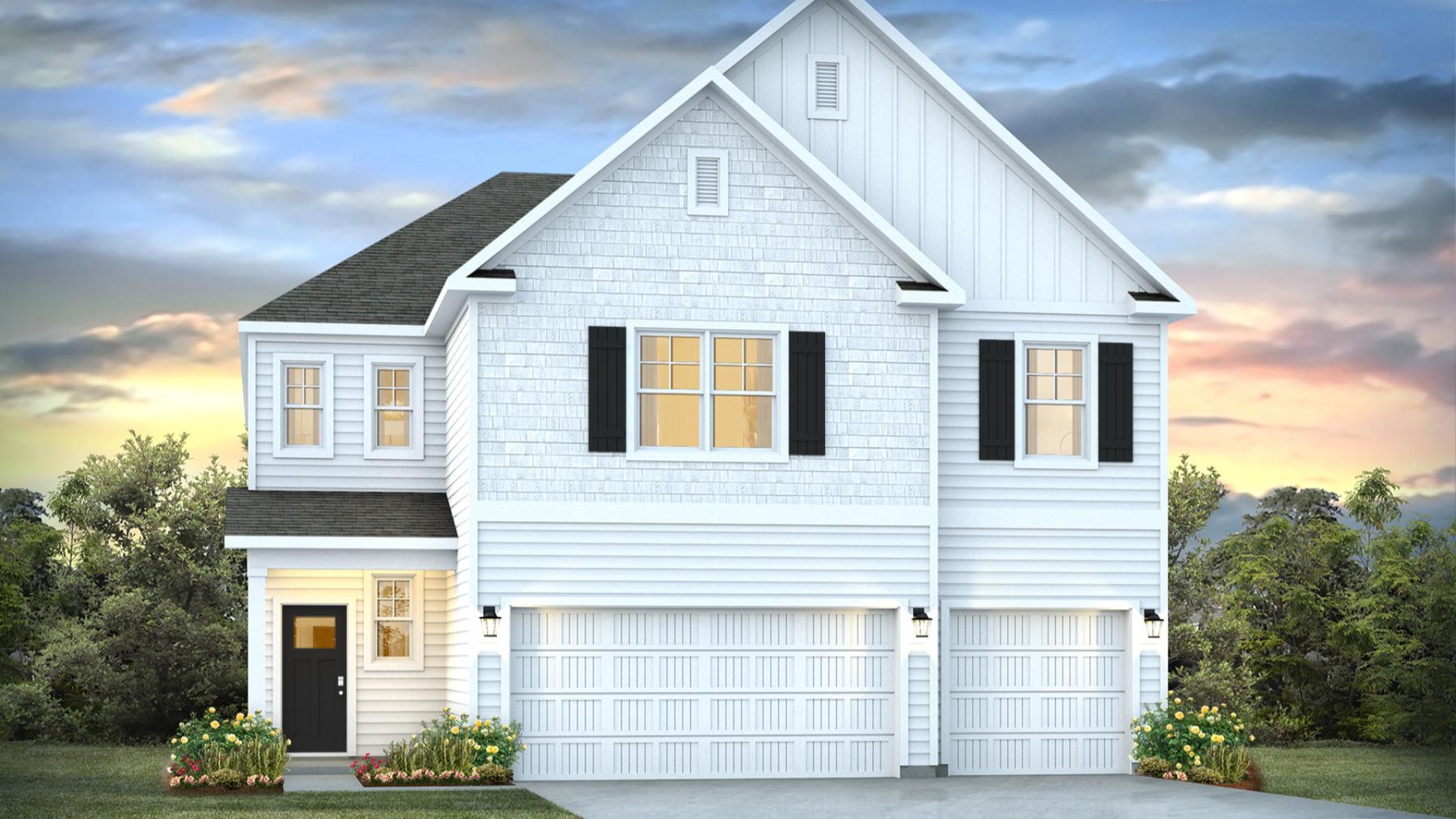 The Guilford is one of our two-story floorplans featured in our Saunders Village community in Riegelwood, North Carolina. With 3 modern exteriors to choose from, the Guilford is sure to turn heads. Inside this 5 bedroom, 4.5 bathroom home