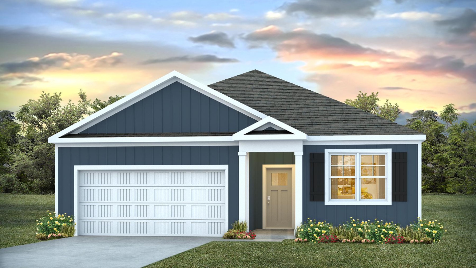 New Homes in Jacksonville NC. Vineyard Trail. The Aria is a 3-bedroom, 2-bathroom home with 1,618 square feet of open living space. Its centerpiece is the showstopper kitchen, featuring a large island, stainless steel appliances, and a spacious pantry. This one-level floor plan is perfect for entertaining or relaxing in style. The Primary Suite offers a massive closet and a luxurious bathroom with a walk-in shower, linen closet, and dual vanity. With its open layout and sleek design, the Aria is ideal for anyone seeking comfort and modern features.