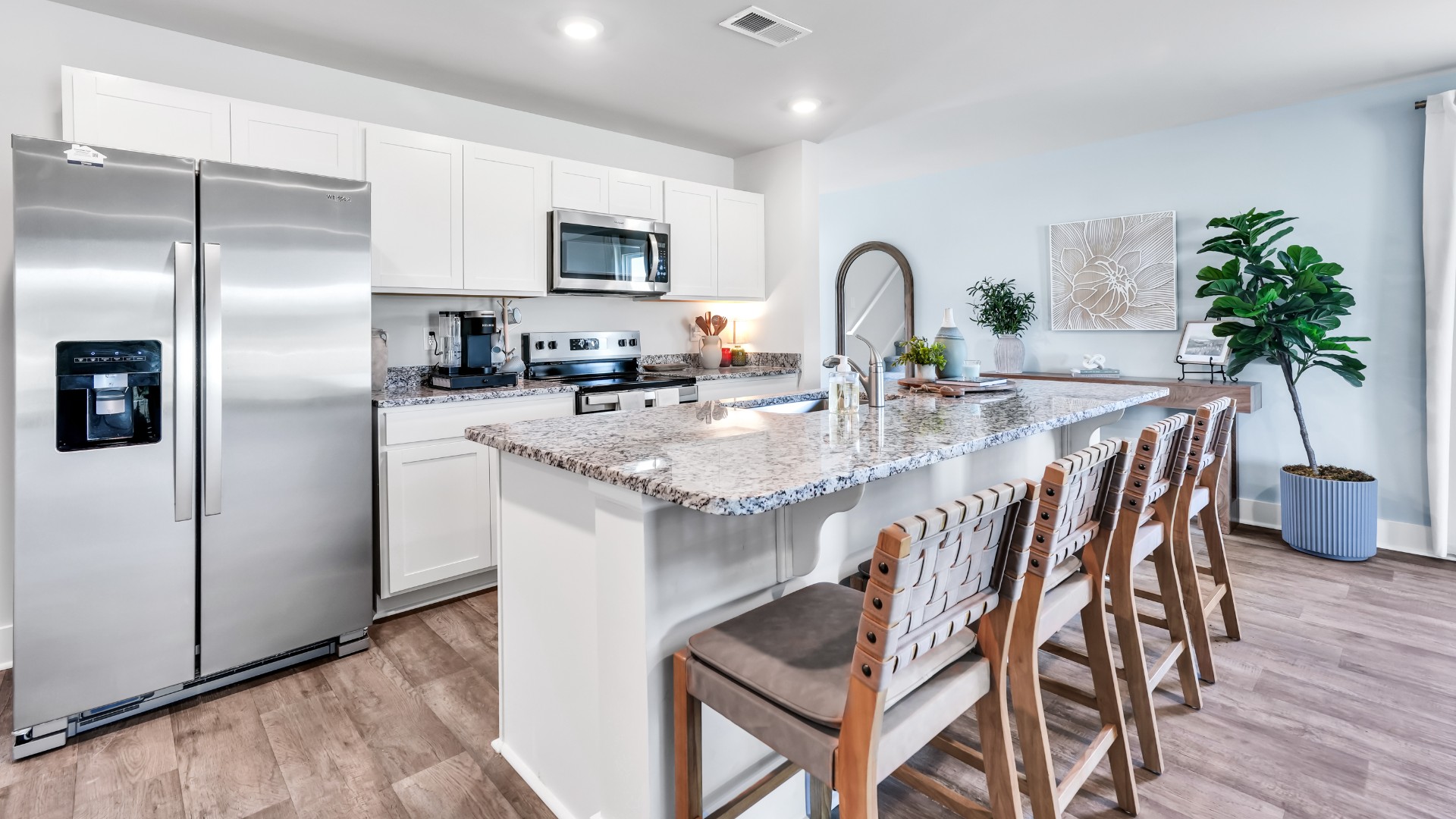 Insid The kitchen features beautiful cabinets, granite countertops, and stainless-steel appliances, which are sure to both turn heads and make meal prep easy. You’ll never be too far from the action with the living and dining area right there.e 5-bedroom, 3.5-bathroom home, you’ll find 2,583 square feet of comfortable living. The living area is an open concept, where your kitchen, living, and dining areas blend seamlessly into a space perfect for everyday living and entertaining.