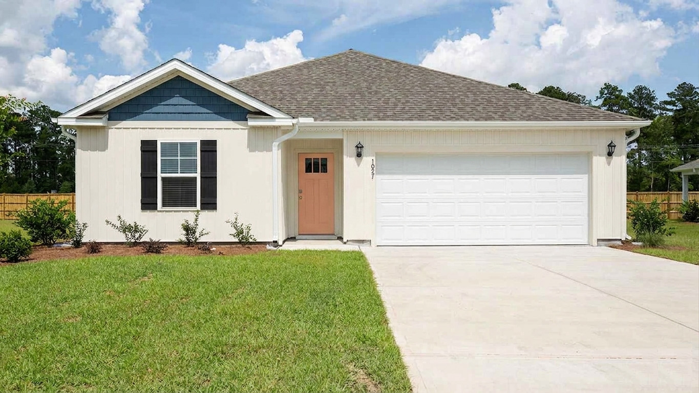The Kerry floor plan offers 3 bedrooms, 2 baths, 1,476 sq ft of open living space and a 2-car garage. This home is located in Jacksonville, NC in our Vineyard Trail community.