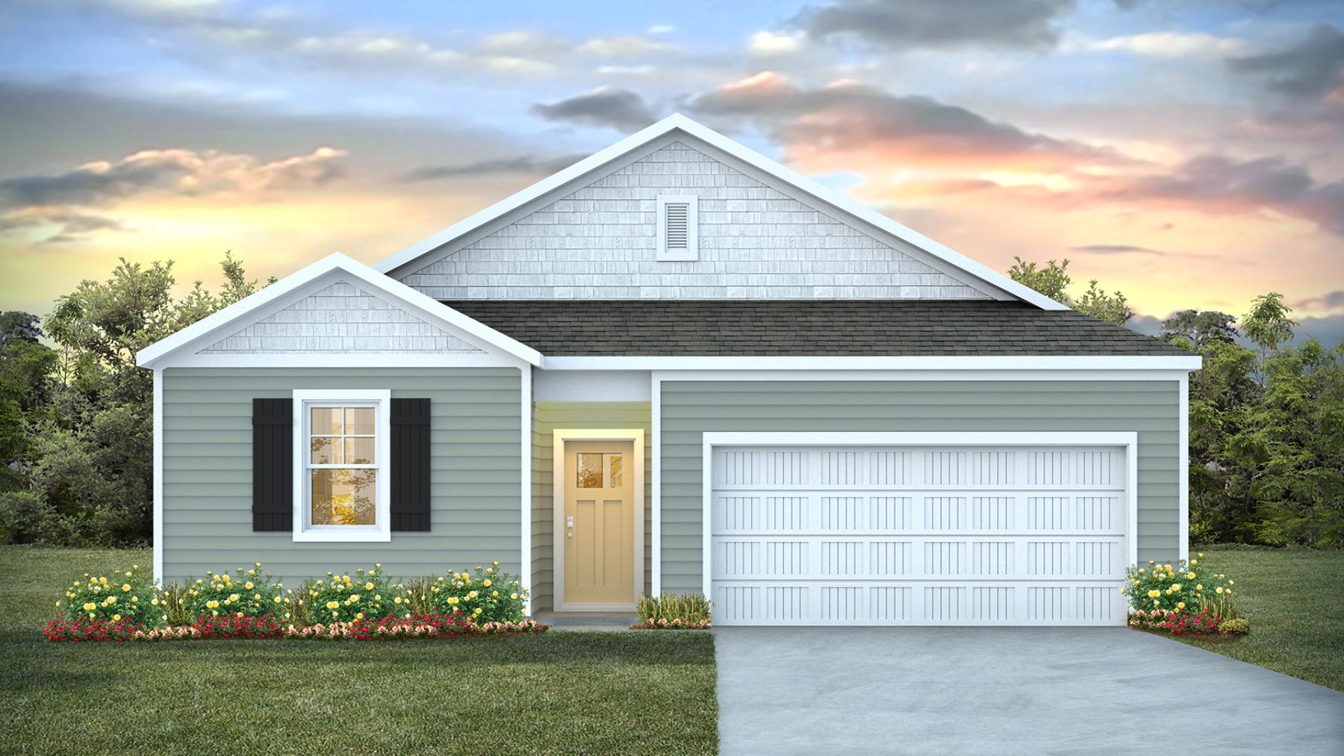 The Kerry floor plan offers 3 bedrooms, 2 baths, 1,476 sq ft of open living space and a 2-car garage. This home is located in Bolivia, NC in our Eagle Creek community.