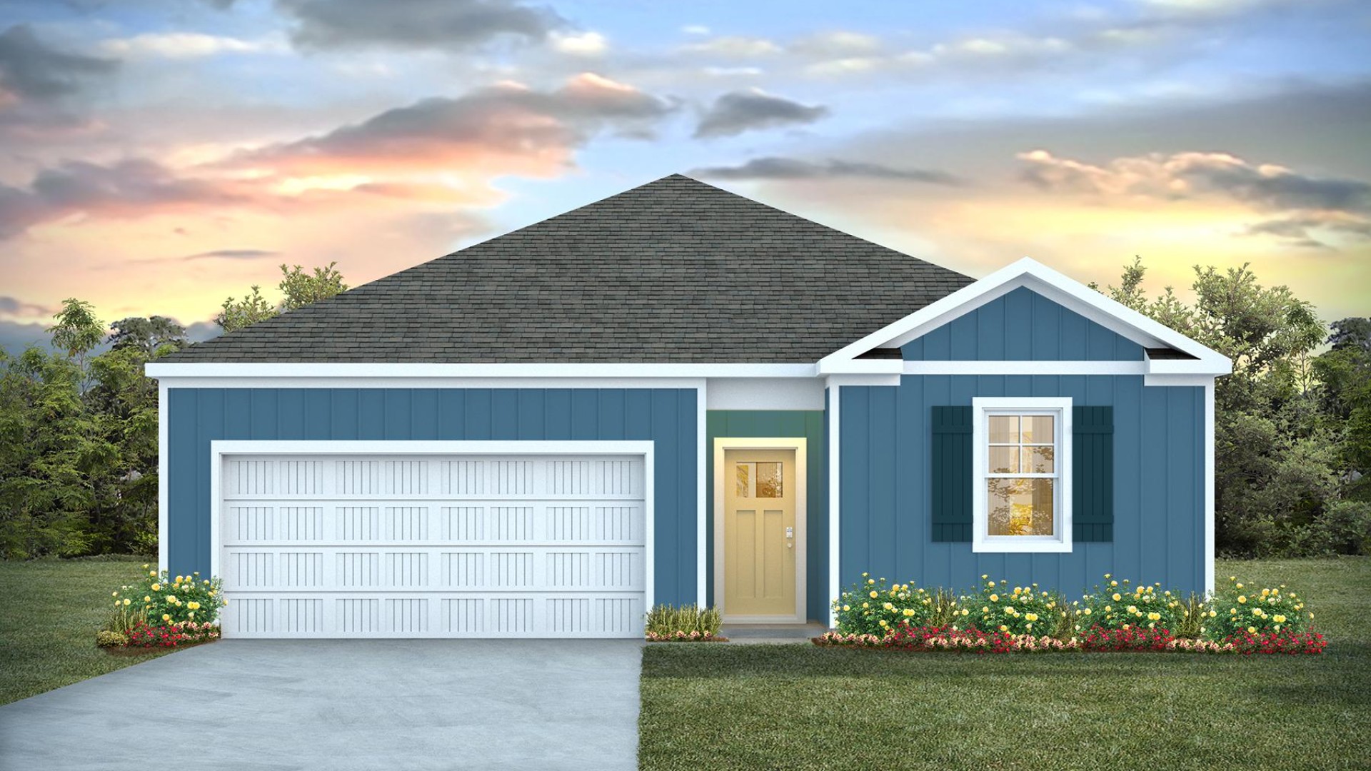 The Kerry floor plan offers 3 bedrooms, 2 baths, 1,476 sq ft of open living space and a 2-car garage. This home is located in Bolivia, NC in our Eagle Creek community.