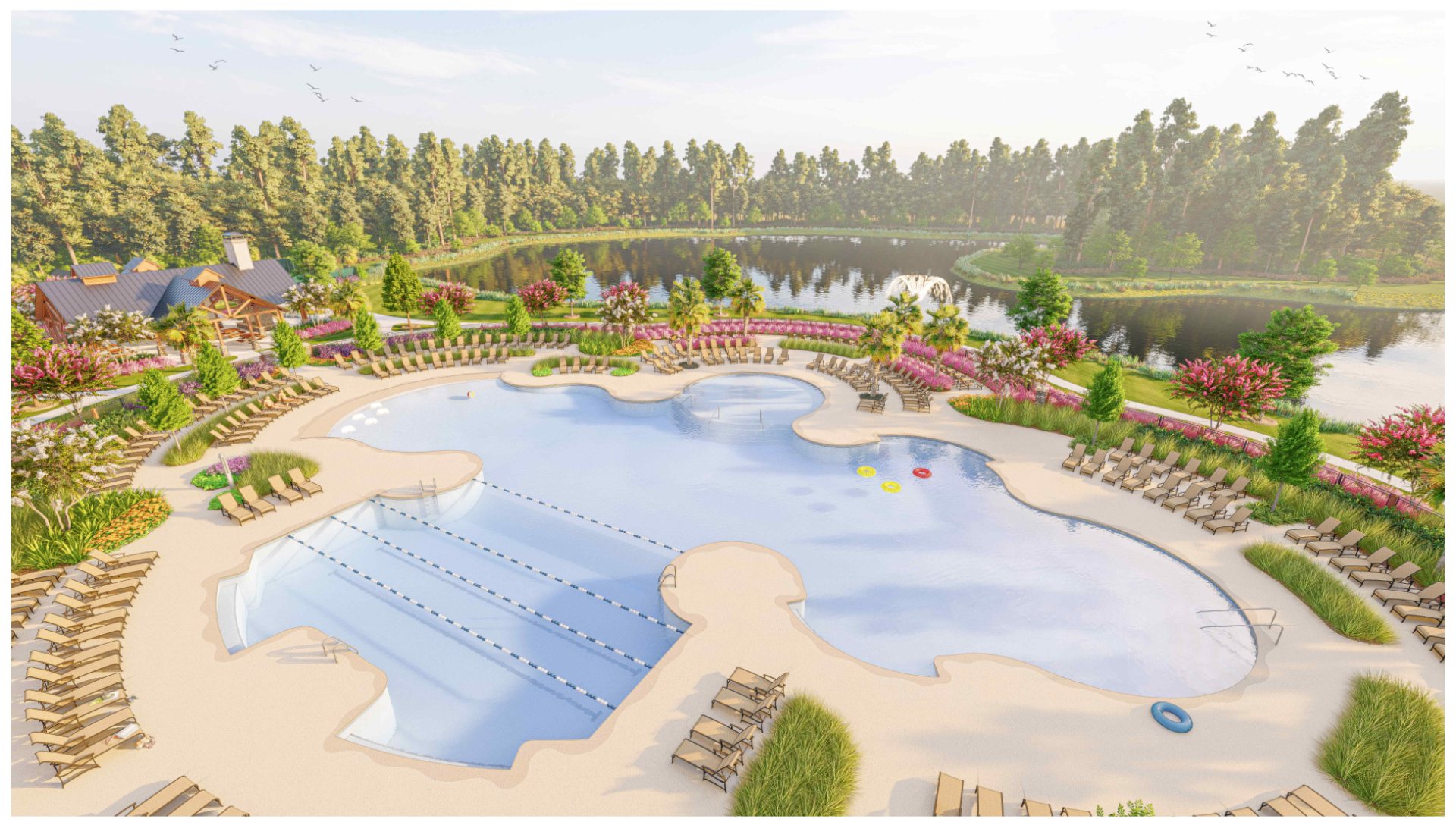 Homeowners will enjoy the future Amenity Center that will include a resort-style pool, clubhouse with kitchen, playground, pickleball courts, fire pit, and pocket park