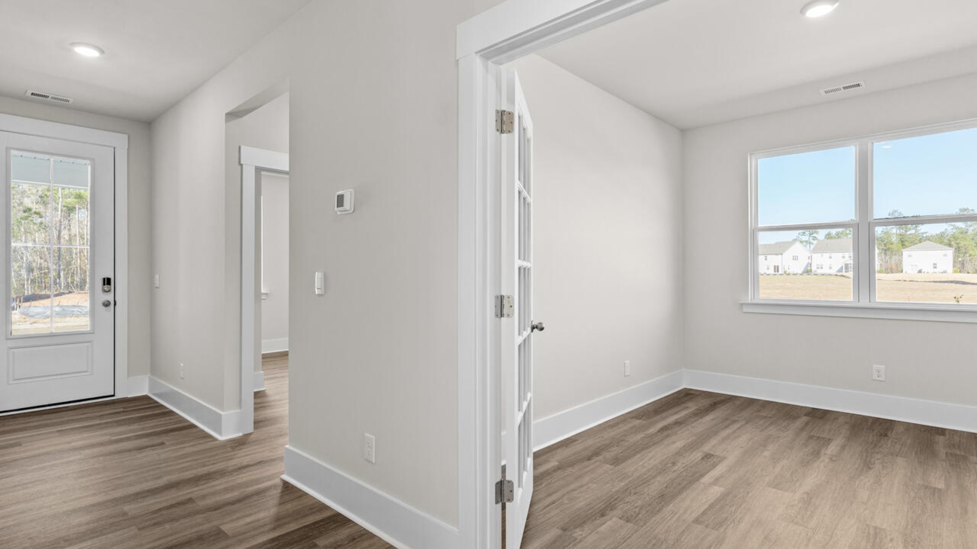 There are two bedrooms, bath and a flex room. In every bedroom you’ll have carpeted floors and a closet in each room. Whether these rooms become bedrooms, office spaces, or other bonus rooms, there is sure to be comfort.