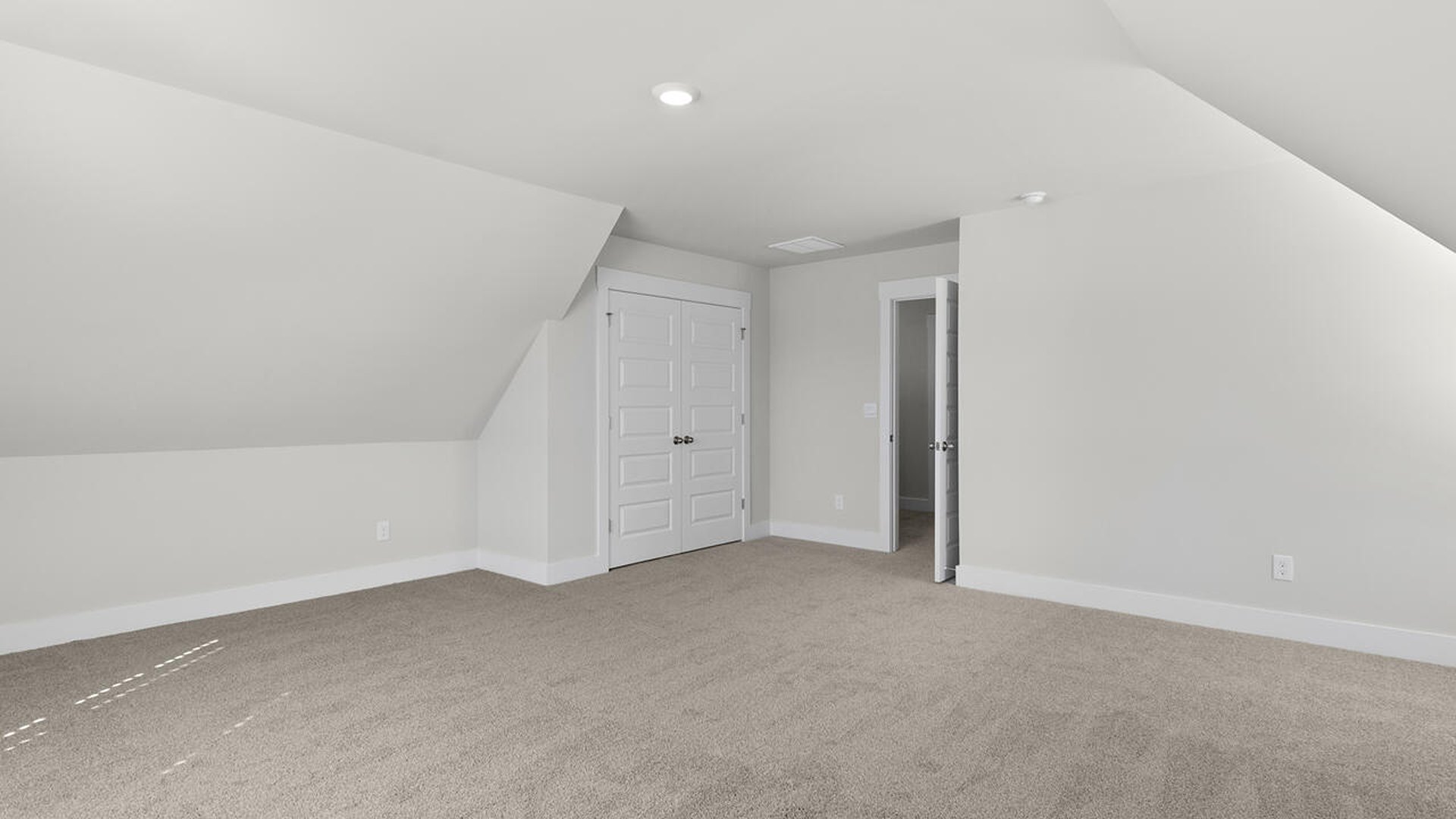 There are three additional bedrooms and a full bath upstairs. In every bedroom you’ll have carpeted floors and a closet in each