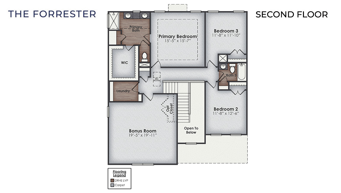 The Forrester floorplan is 4 bedroom, 3 bath with 2,644 square foot home made for entertaining and get togethers