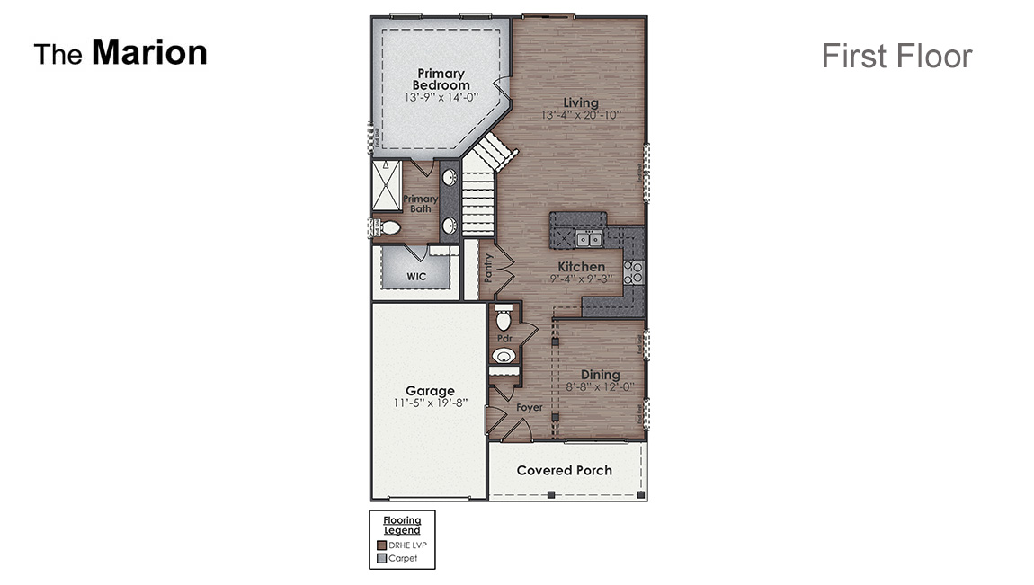 The Marion is a two-story townhome with 3 bedrooms, 2.5 Baths, 1,895 sq ft and 1 car garage in a prime location.