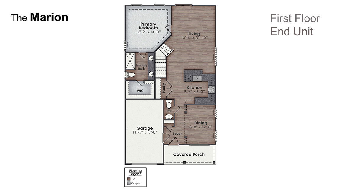 The Marion Townhome is one of our two-story floorplans featured in our Indigo Preserve community in Leland, NC. With 2 modern exteriors to choose from, the Marion is sure to turn heads.