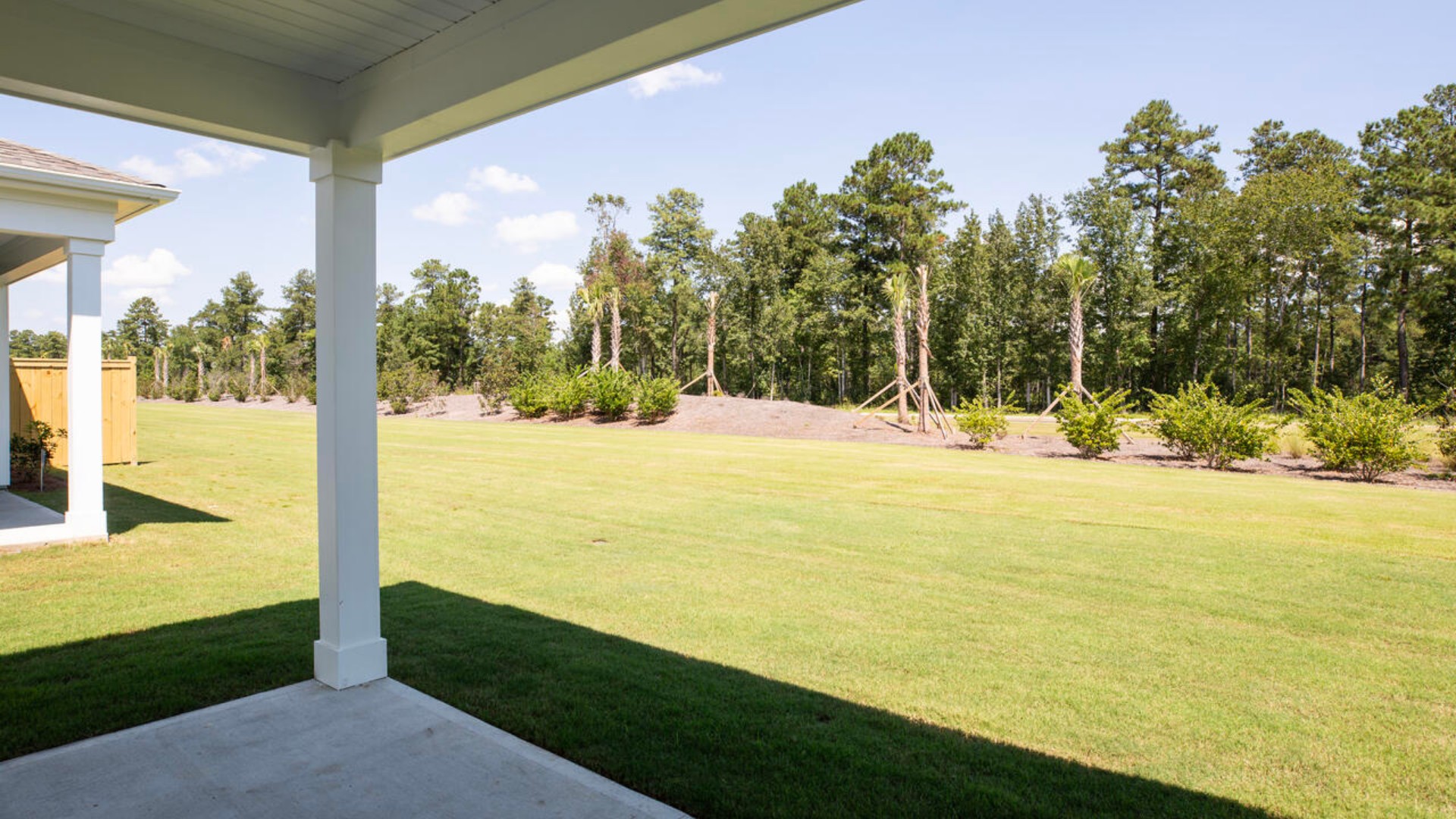 The Aria is a 3-bedroom, 2-bathroom home with 1,618 square feet of open living space. Its centerpiece is the showstopper kitchen, featuring a large island, stainless steel appliances, and a spacious pantry. This one-level floor plan is perfect for entertaining or relaxing in style. The Primary Suite offers a massive closet and a luxurious bathroom with a walk-in shower, linen closet, and dual vanity. With its open layout and sleek design, the Aria is ideal for anyone seeking comfort and modern features. Enjoy the covered porch perfect for entertaining and enjoying the Carolina evenings.