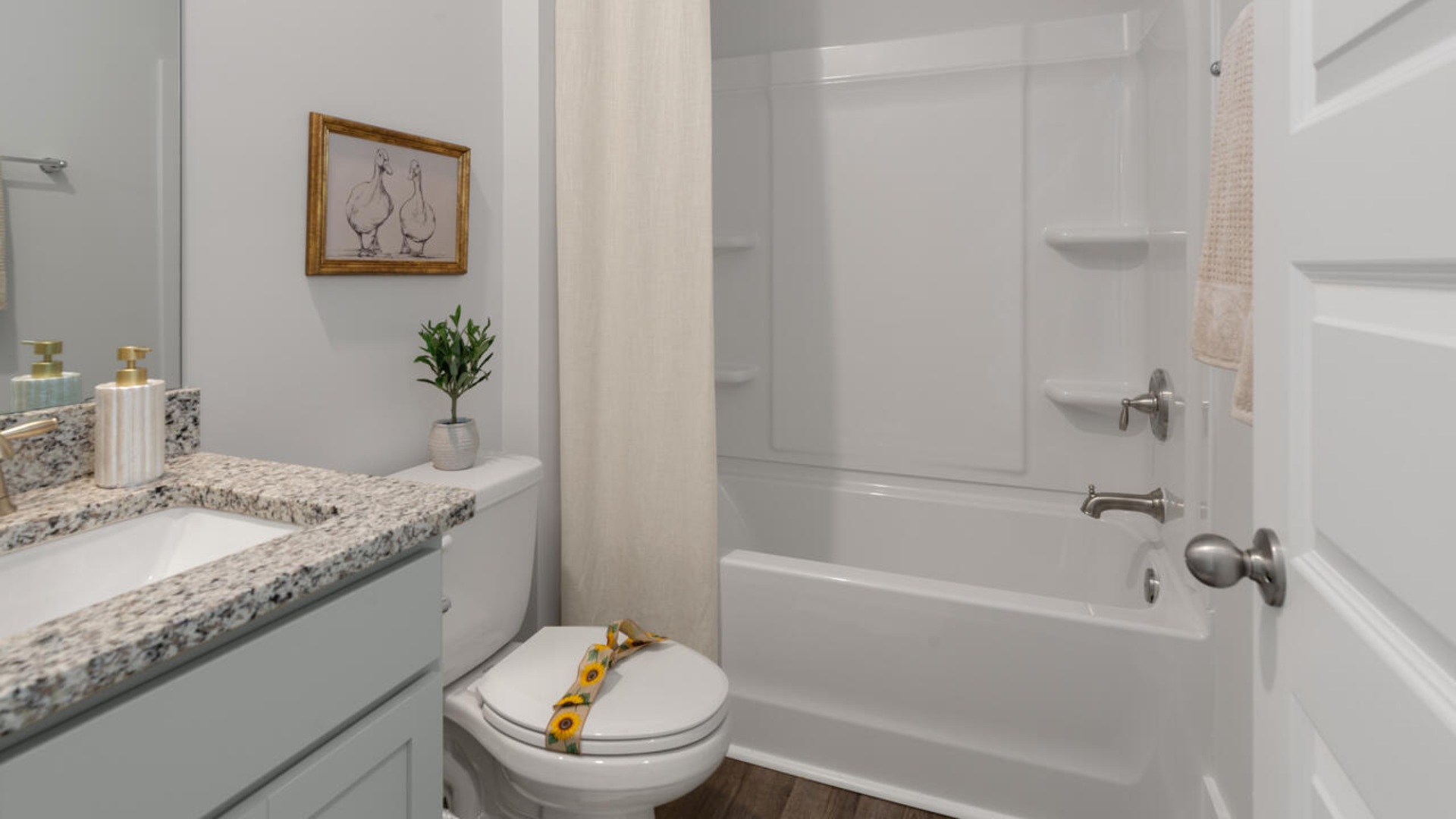 The primary bedroom has its own attached bathroom that features a walk-in closet and all the space you need to get ready in the morning. Sharing a sink isn’t a worry with the double vanity, and you also get additional privacy with a separate door for the toilet and shower.