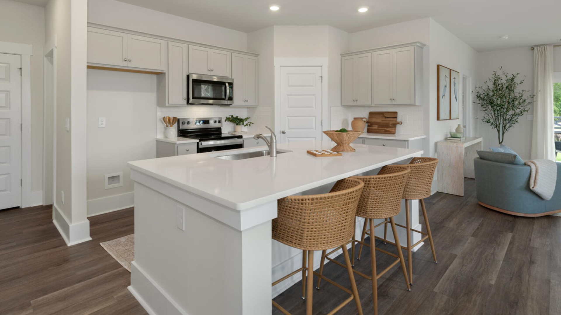 The Tuscan II is a one level paired ranch floorplan featured in our Indigo Preserve community in Leland, North Carolina. Step into one of our floorplans featuring a seamless blend of modern design and functionality.  Inside 3-bedroom, 2-bathroom home, you’ll find 1,397 square feet of comfortable living.