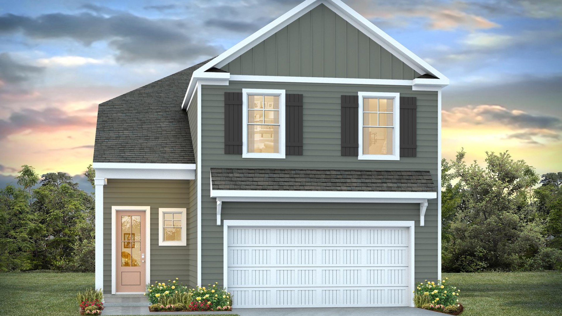 The Wren is one of our two-story floorplans featured in our Pines at Blake Forest community in Wilmington, North Carolina. With 2 modern exteriors to choose from, the Hayden is sure to turn heads. To top it off, its one of our floorplans that offers a 2-car garage.
