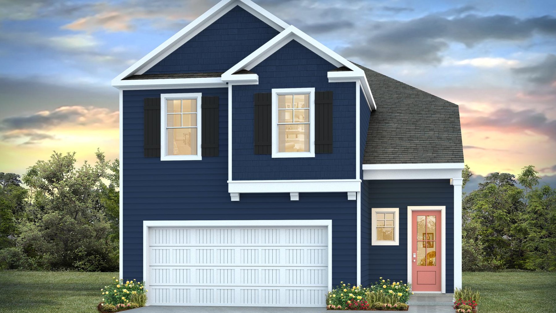 The Wren is one of our two-story floorplans featured in our Pines at Blake Forest community in Wilmington, North Carolina. With 2 modern exteriors to choose from, the Hayden is sure to turn heads. To top it off, its one of our floorplans that offers a 2-car garage.