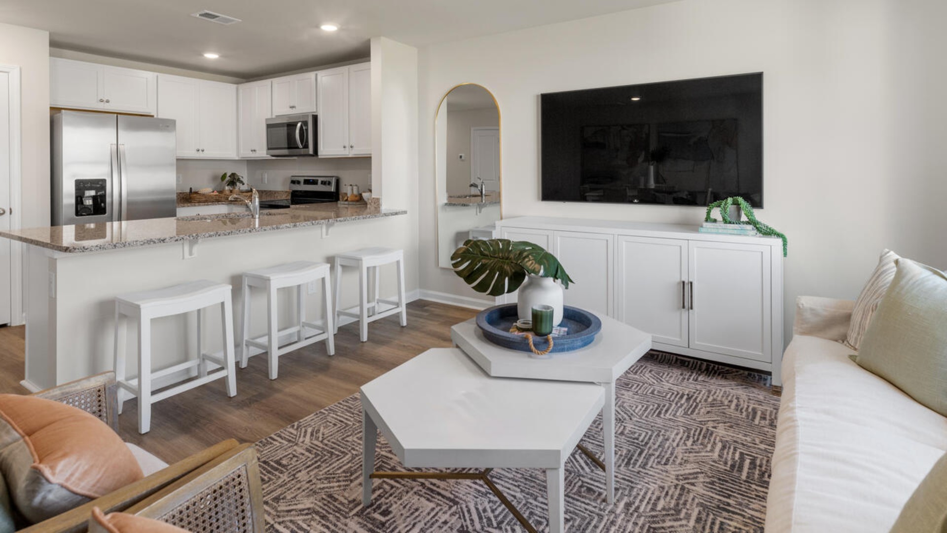 You’ll love the open concept design, never too far from the action with the living and dining area right there.