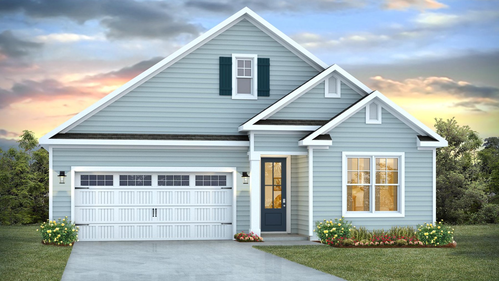The Darby Plan in is located in our Blake Farm community in Wilmington, North Carolina. This floorplan is 1,883 sq ft with 3 bedrooms, a study, 2 full baths on the main level, a back porch, and a two-car garage.