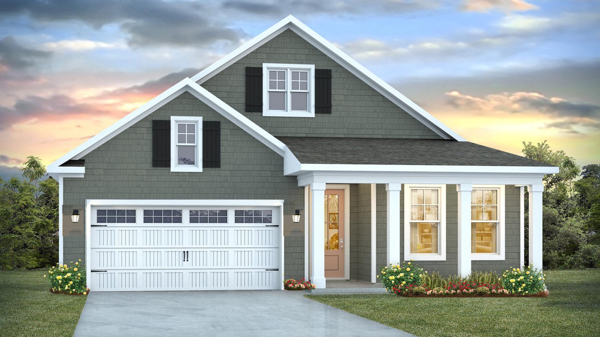 The Darby Plan in is located in our Blake Farm community in Wilmington, North Carolina. This floorplan is 1,883 sq ft with 3 bedrooms, a study, 2 full baths on the main level, a back porch, and a two-car garage.
