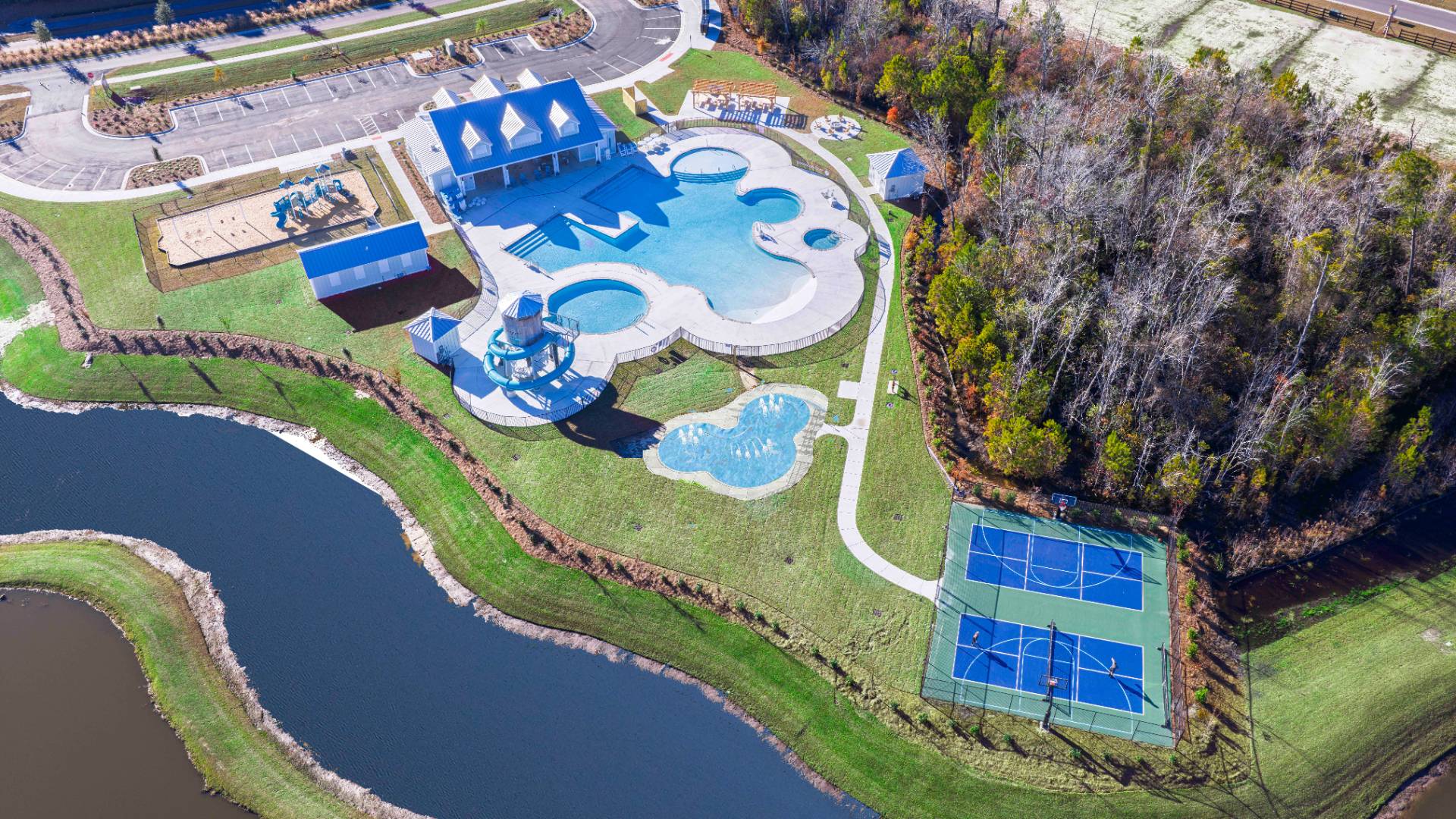 The amenity center will include a swimming pool, multi-sport court, and fire pit, ensuring a well-rounded and enjoyable living experience.