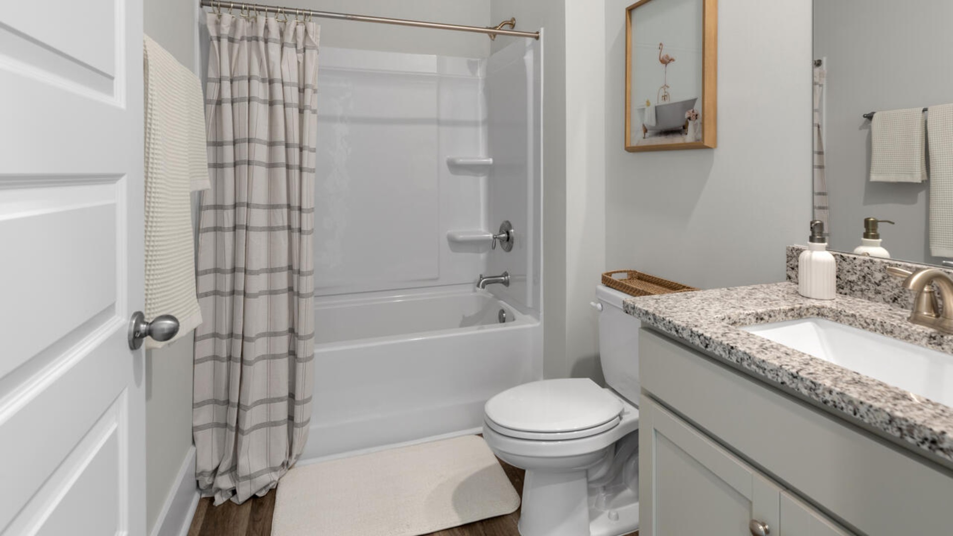 A large primary suite with bath that features separate sinks, granite countertops and a large walk-in closet. Whether these rooms become bedrooms, office spaces, or other bonus rooms, there is sure to be comfort. In every bedroom you’ll have carpeted floors and a closet in each room. Whether these rooms become bedrooms, office spaces, or other bonus rooms, there is sure to be comfort.