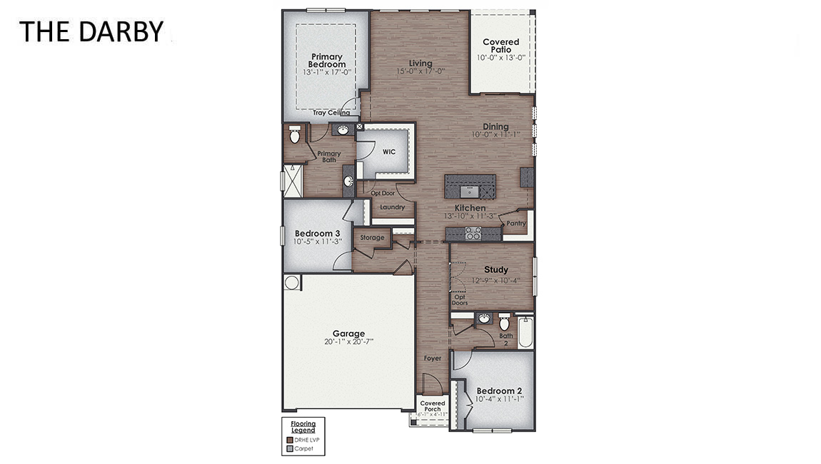 The Darby Plan is a beautiful home is 1881 sq ft with 3 bedrooms, a study, 2 full baths on the main level, a screened in back porch, and a two-car garage.
