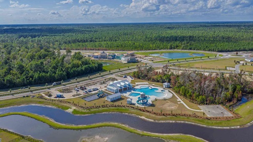 The amenity center will include a swimming pool, multi-sport court, and fire pit, ensuring a well-rounded and enjoyable living experience.