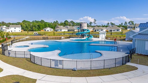 The amenity center will include a swimming pool, multi-sport court, and fire pit, ensuring a well-rounded and enjoyable living experience.