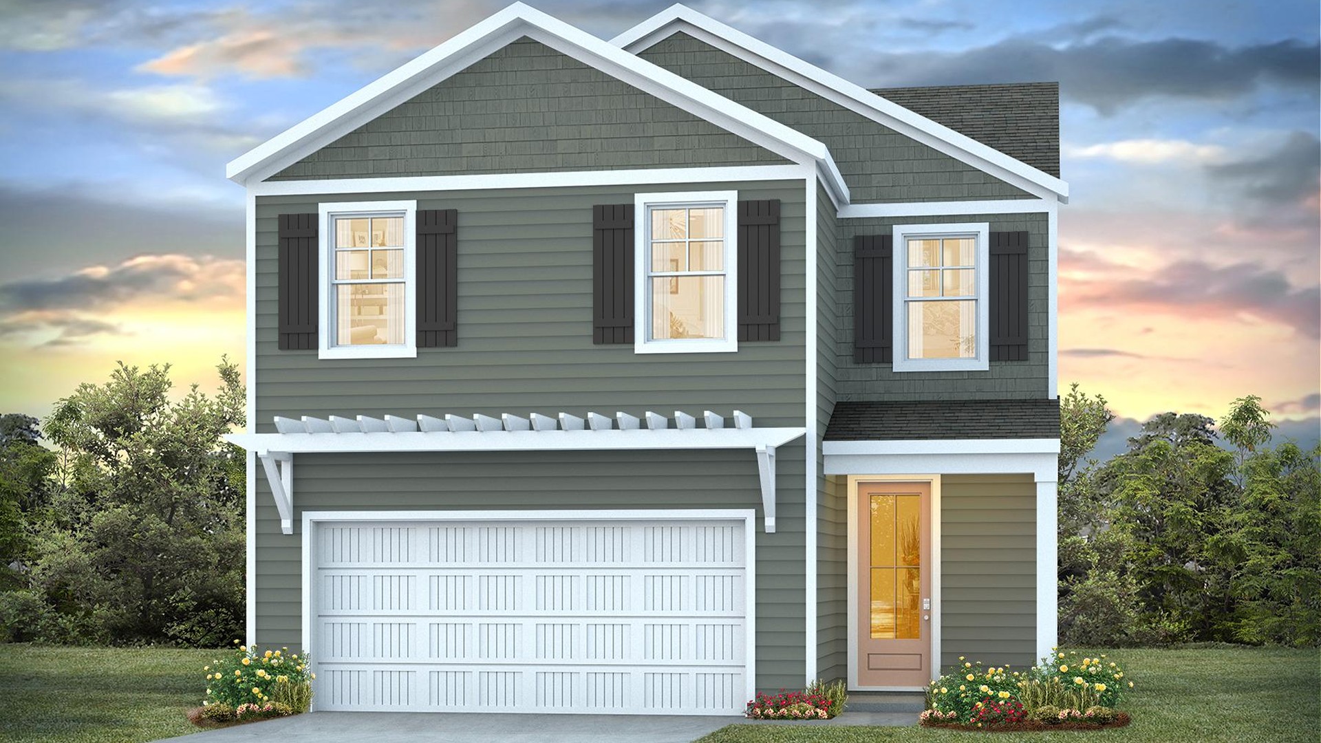 The Bennet floorplan is available in our Blake Farm community in Wilmington, North Carolina. This charming layout features an open-concept main level.