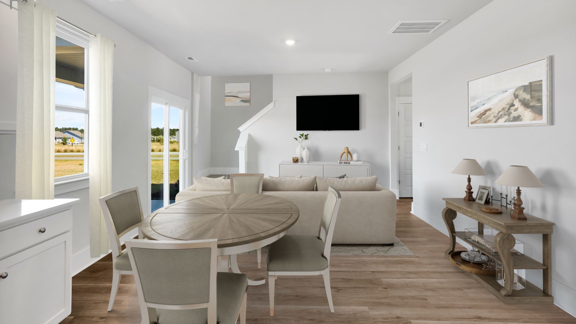 The living area is an open concept, where your kitchen, living, and dining areas blend seamlessly into a space perfect for everyday living and entertaining. There is a downstairs powder room.