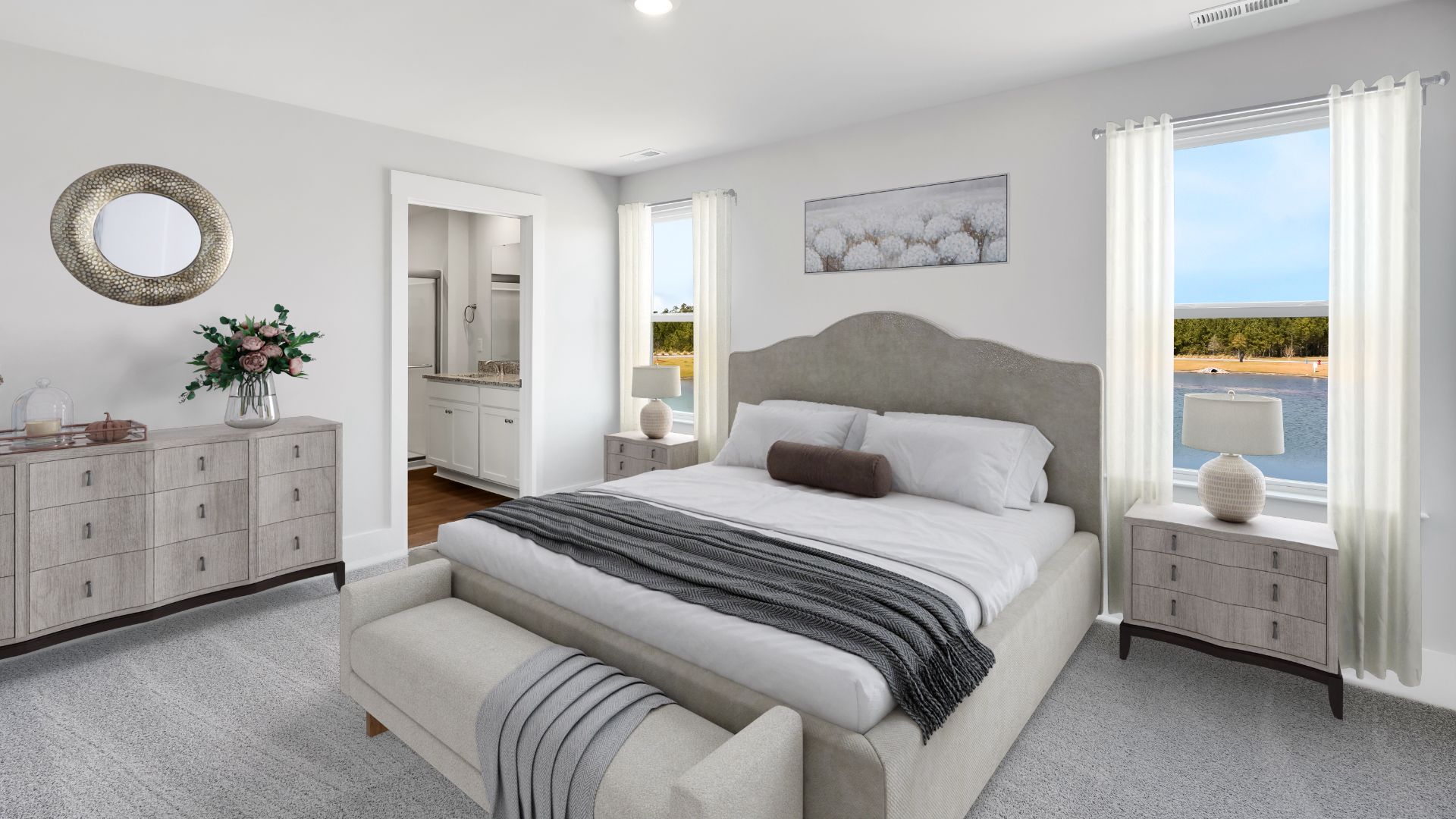 The modern kitchen with a pantry overlooks the cozy living area. Upstairs is a loft that leads into the spacious primary bedroom. The primary bedroom features a walk-in-closet as well as a comfortable en-suite bathroom and sharing a sink isn’t a worry with the double vanity.