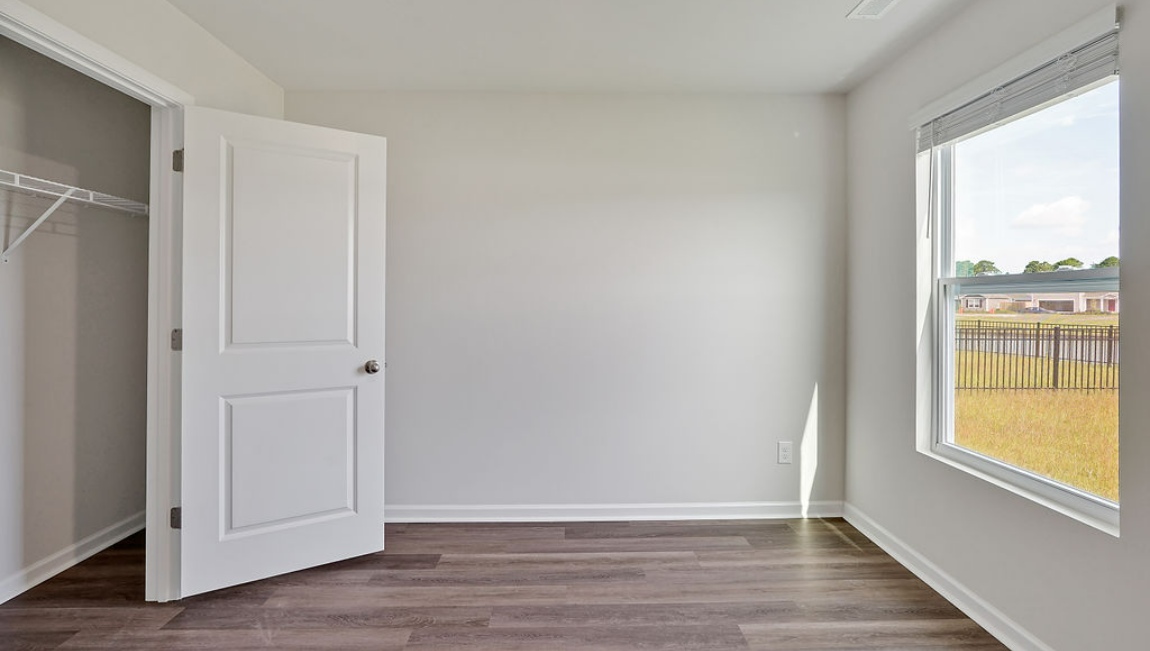 spacious primary suite upstairs features two walk-in closets, a spa-like bathroom with a double vanity, stand-up shower, and private water closet. Granite countertops are included in the bathroom and kitchen.