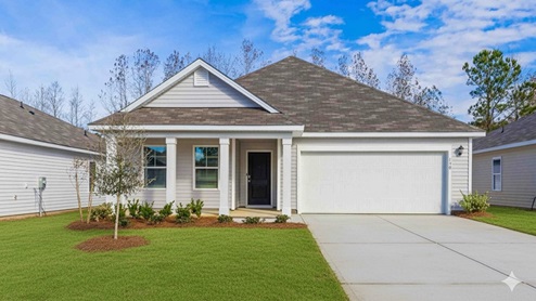 The Aria is a 3-bedroom, 2-bathroom home with 1,618 square feet of open living space. Its centerpiece is the showstopper kitchen, featuring a large island, stainless steel appliances, and a spacious pantry.