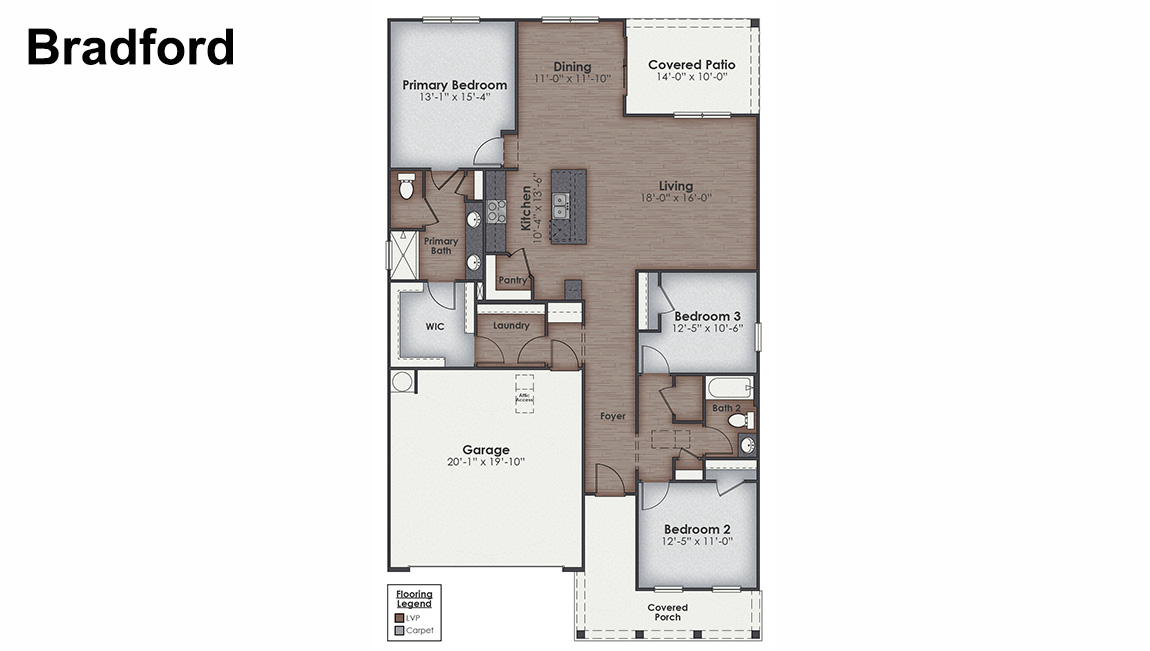 This Bradford floorplan is a charming single-story home situated in our Surfside Landing community, located in Hubert, North Carolina. Inside this 3 bedroom, 2 bathroom home, you’ll find 1,672 square feet of comfortable living.