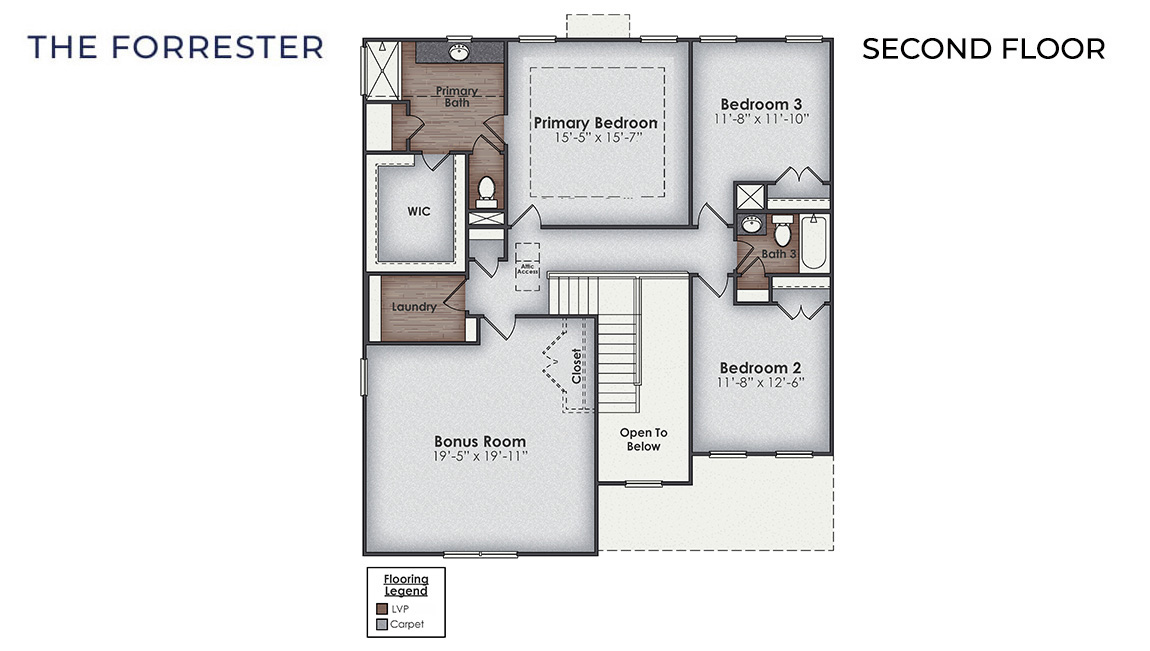 The Forrester plan is a 4-bedroom, 3 bath, 2,643 sq ft gracious home perfect for beach living and entertaining. Located in our Surfside Landing community in Hubert, North Carolina.