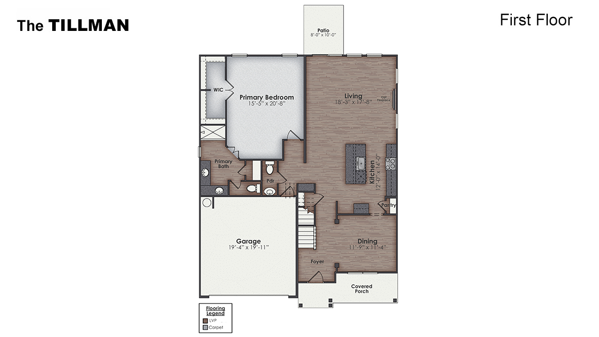 Our Tillman plan is a spacious home with 5 bedrooms and 3.5 baths, 3,113 to 3,221 square feet. . The home features a spacious design with modern touches, and its wooded backyard provides stunning views and added privacy.