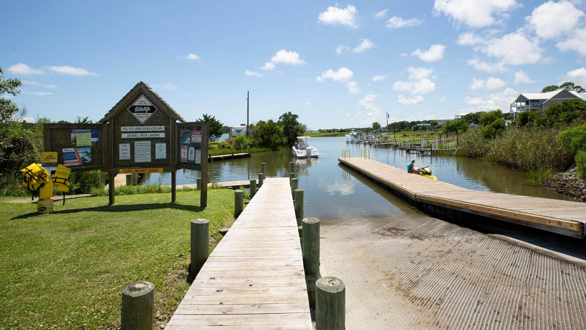 vShell Rock Landing provides public water access in the Bear Creek area of Onslow County, serving as a gateway to tidal creeks. This launch facility accommodates a variety of watercraft and sees consistent use from local boaters throughout the season.