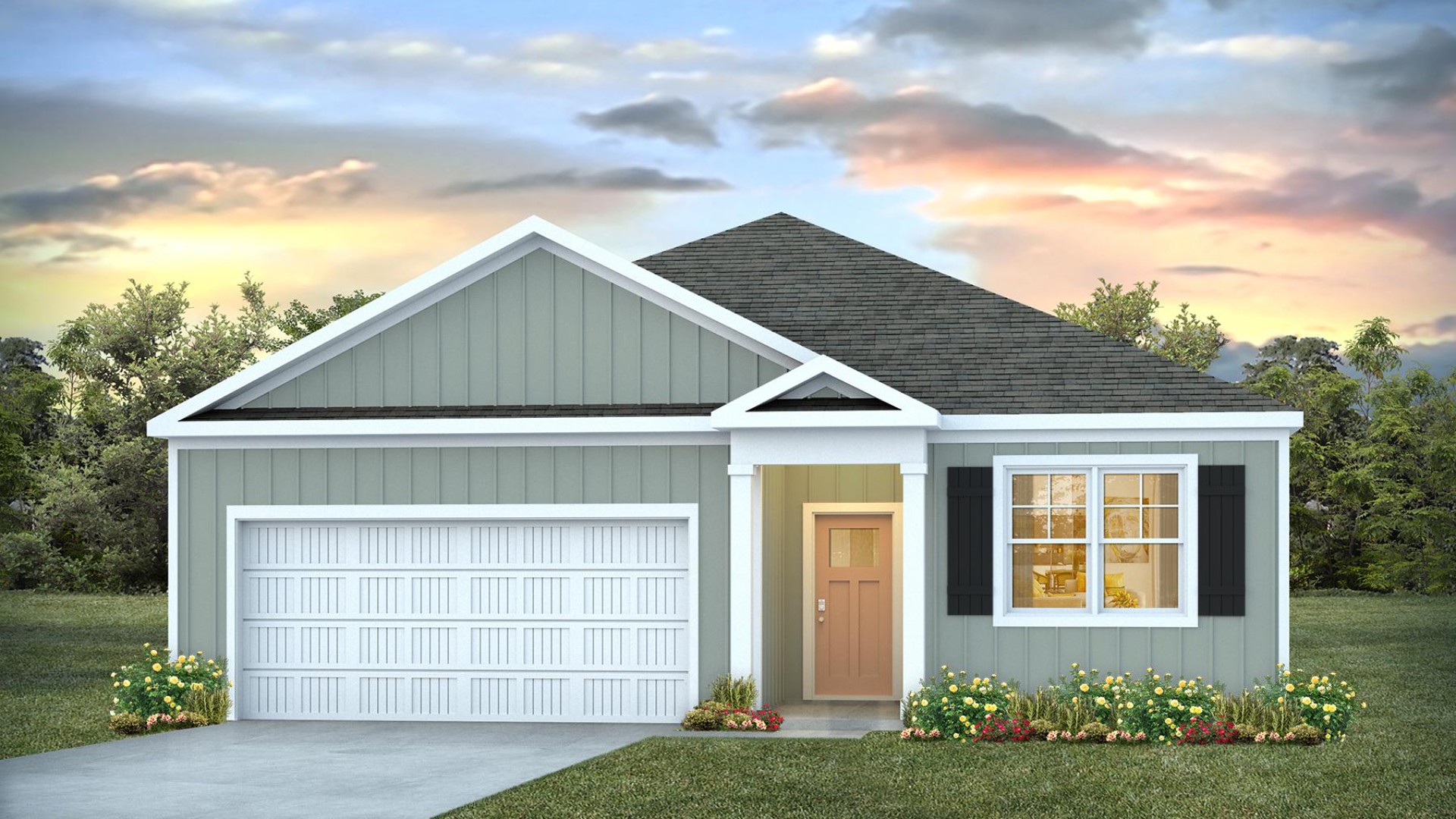 The Aria is a 3-bedroom, 2-bathroom home with 1,618 square feet of open living space. Its centerpiece is the showstopper kitchen, This one-level floor plan is perfect for entertaining or relaxing in style.
