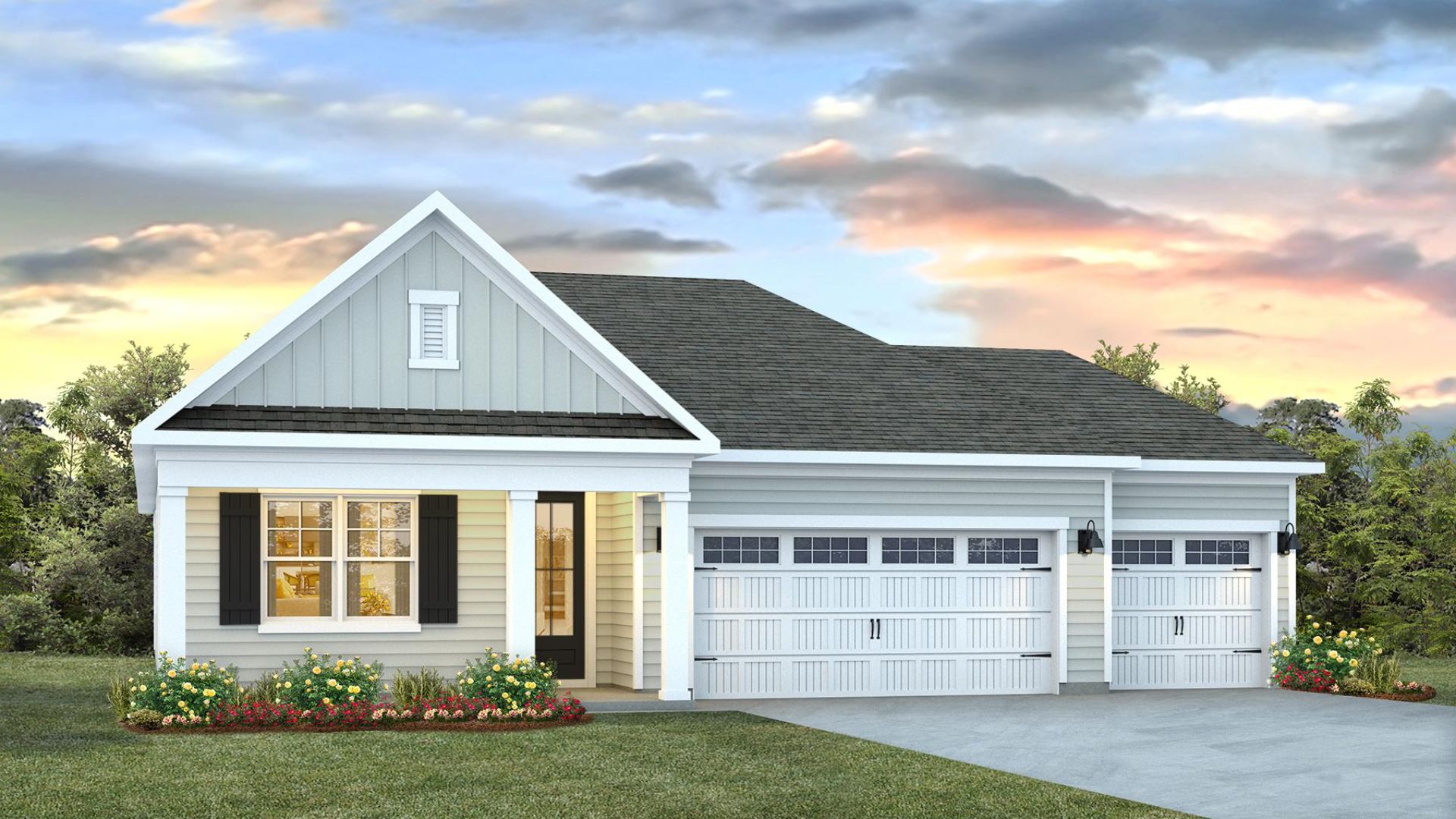 The Claiborne is one of our 3-car garage floor plans offered in the Cedar Hill Landing community in Navassa, North Carolina. Boasting 4 bedrooms and 2 bathrooms, this plan has a lot to offer in the 1,774 square feet. Choose between 4 unique exterior elevations to match your personal style.