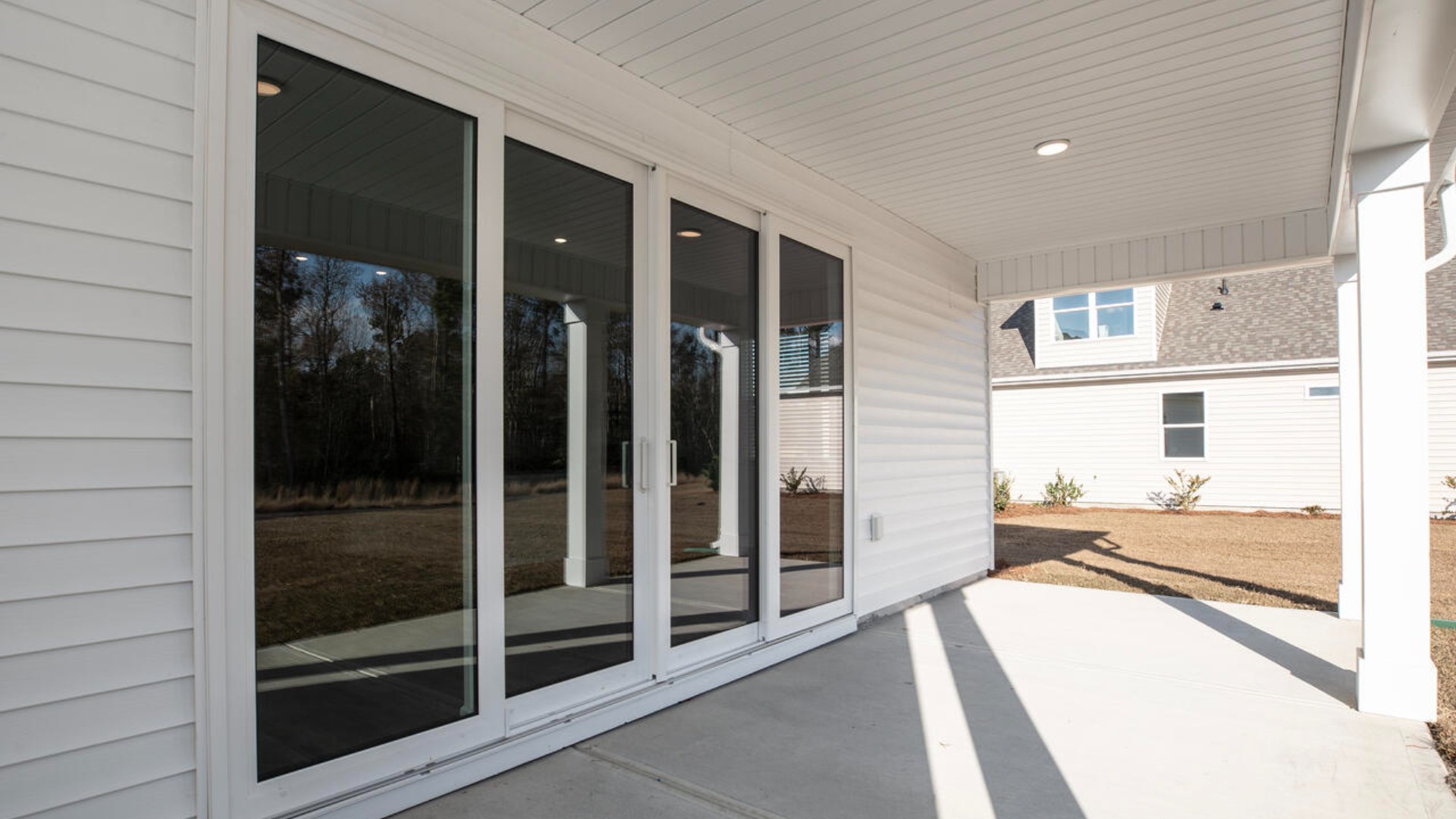 Step outside onto your covered porch to enjoy the night sky.