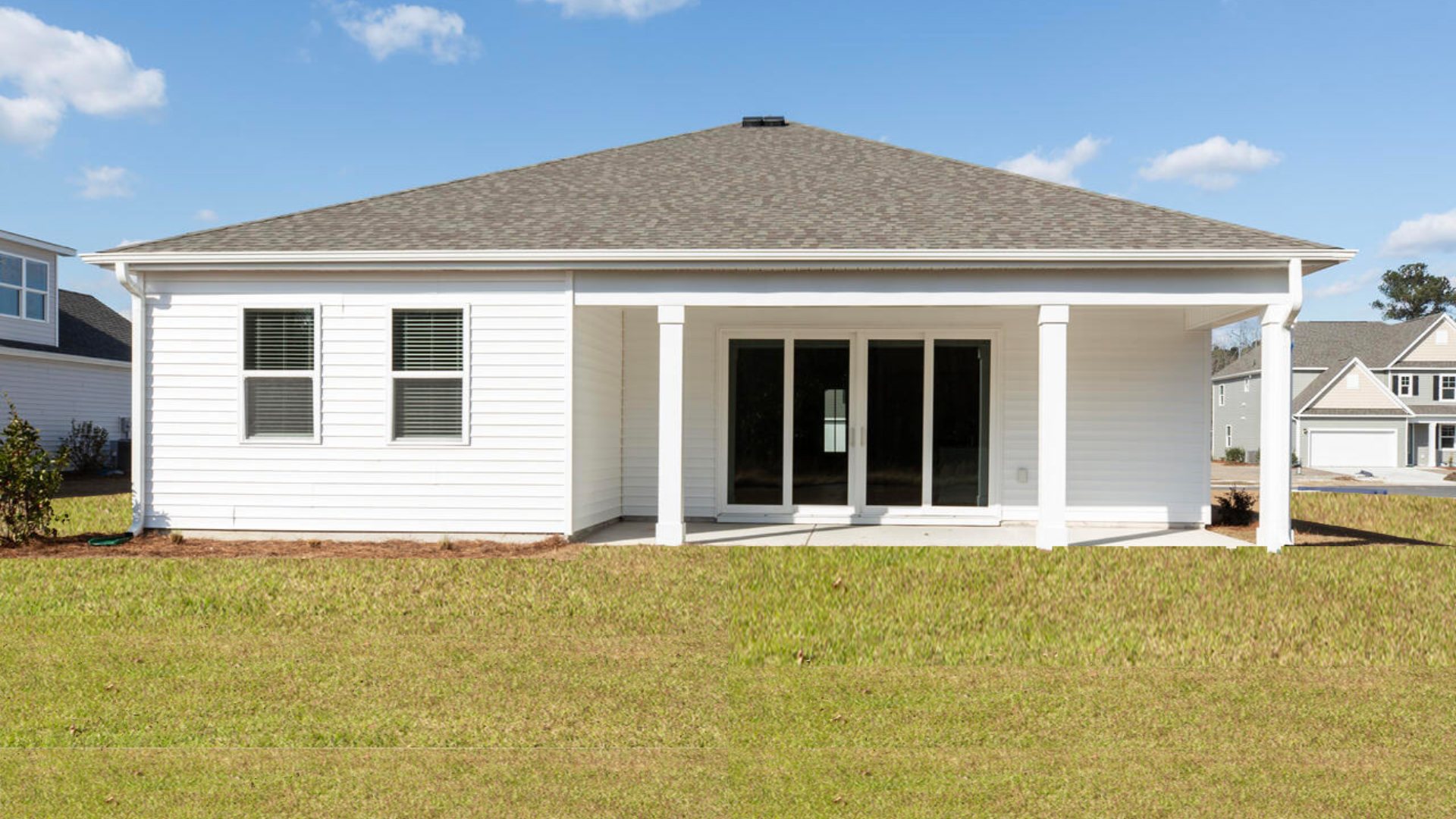 Step outside onto your covered porch to enjoy the night sky.