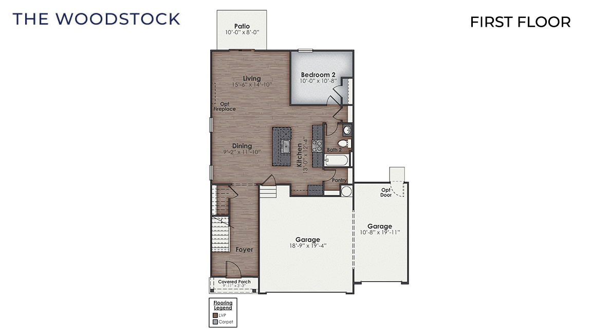 The Woodstock floorplan is 4 bedrooms, 3 baths and 2,361 square feet of living space. This is a 3-car garage floorplan.