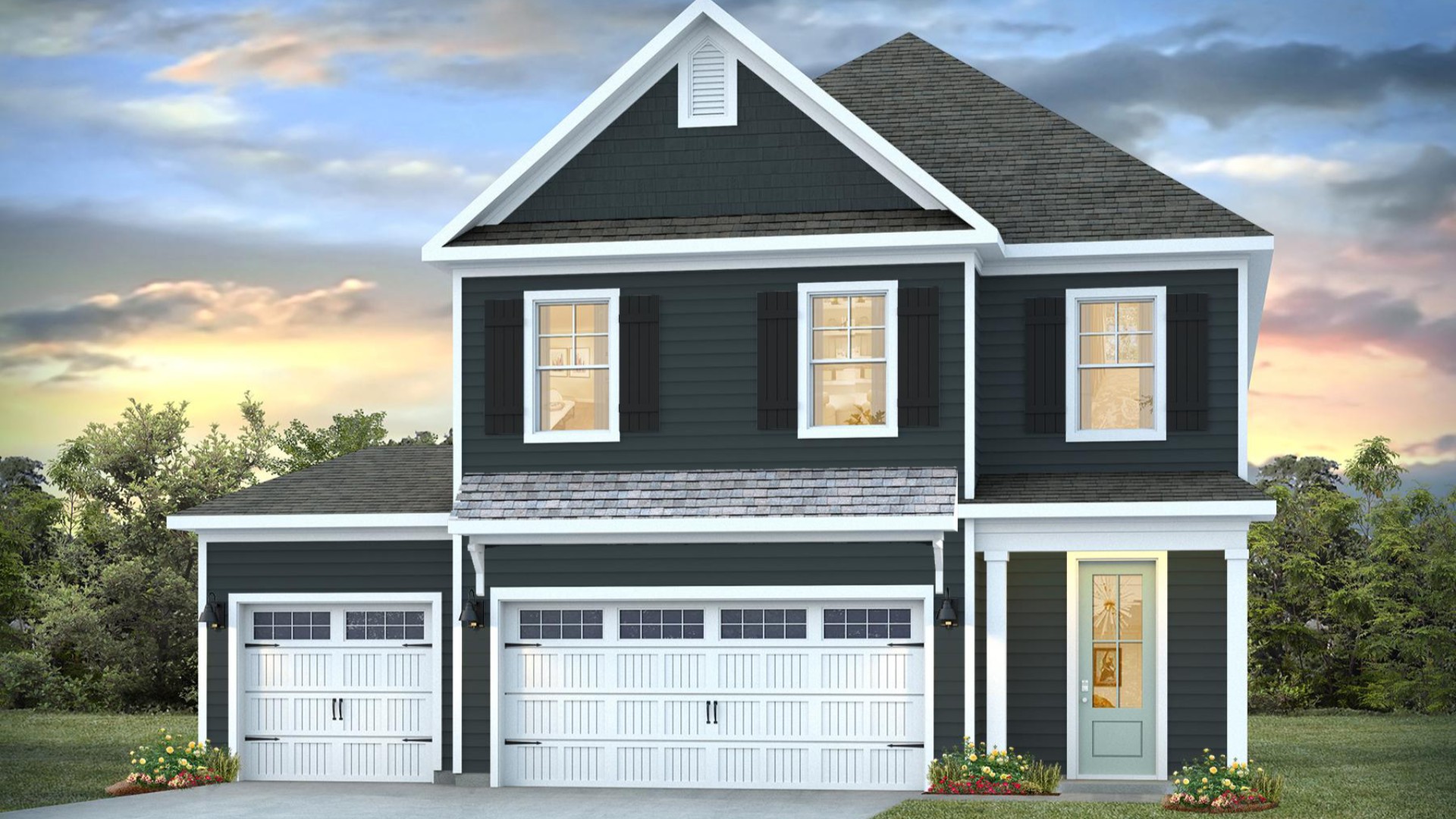 The Woodstock floorplan is 4 bedrooms, 3 baths and 2,361 square feet of living space.
