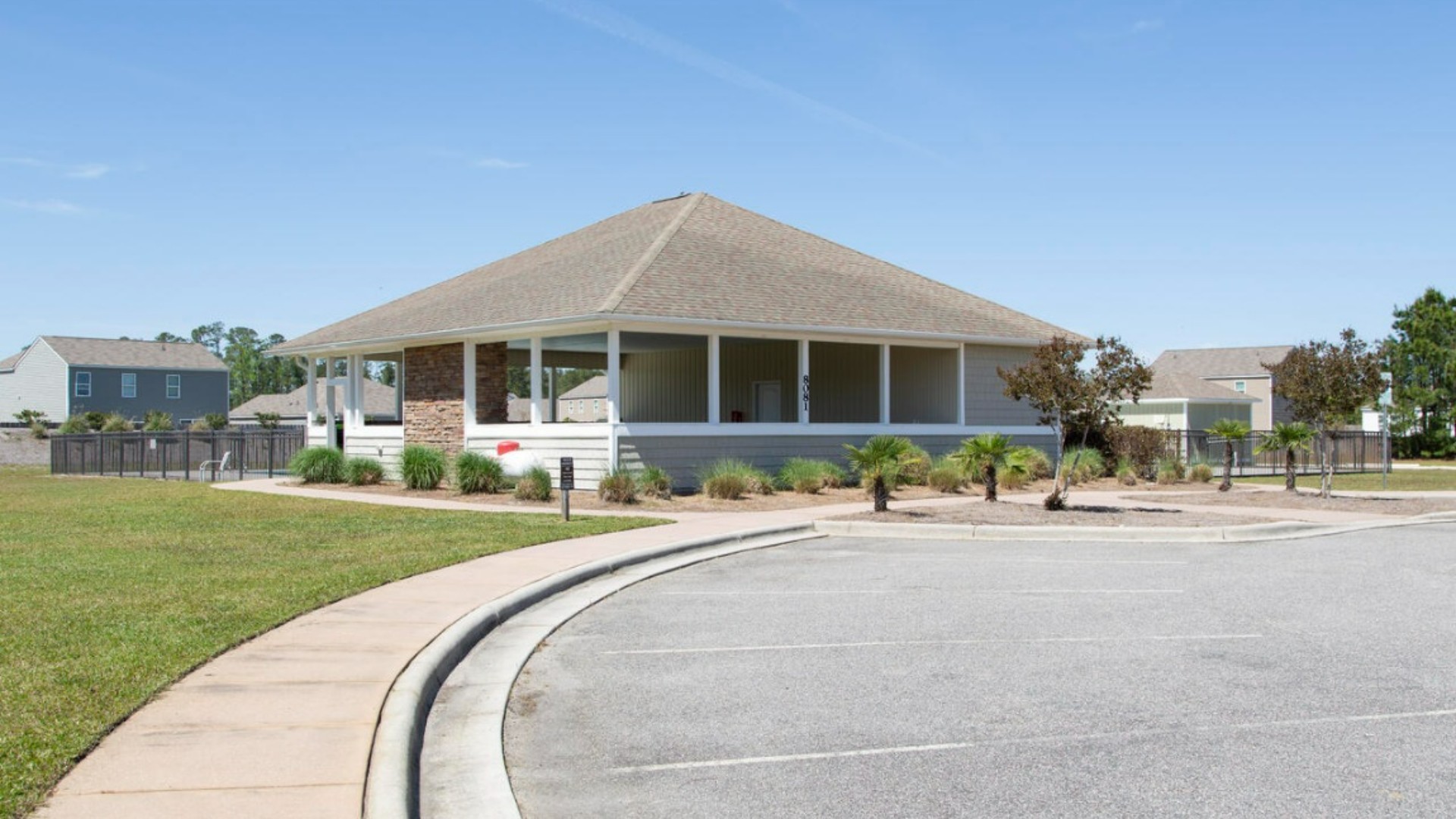 Homeowners enjoy the community amenities a pool, pavilion, fire pit, playground, and grill stations.